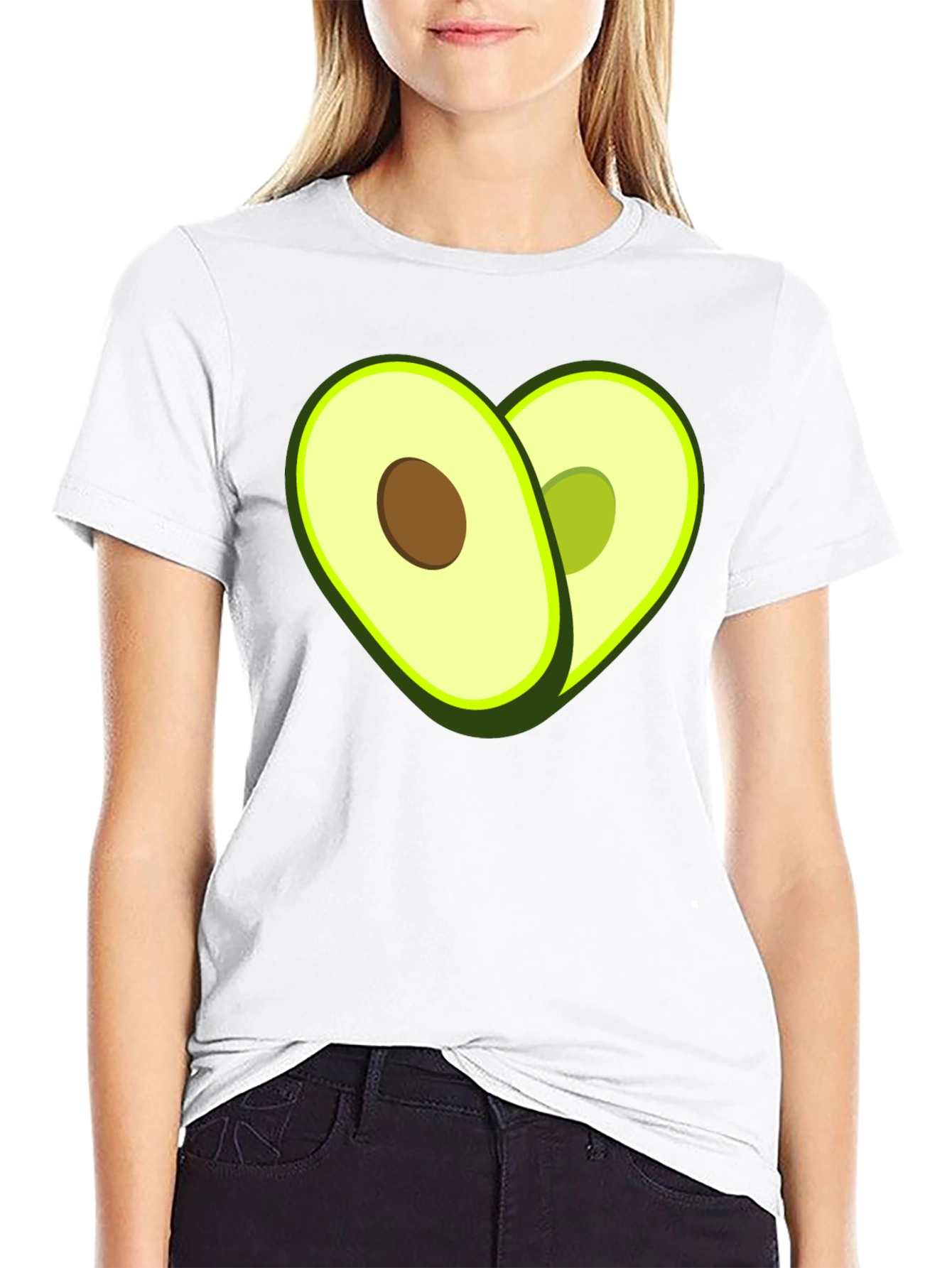 Avocado Heart Graphic T-Shirt - Black