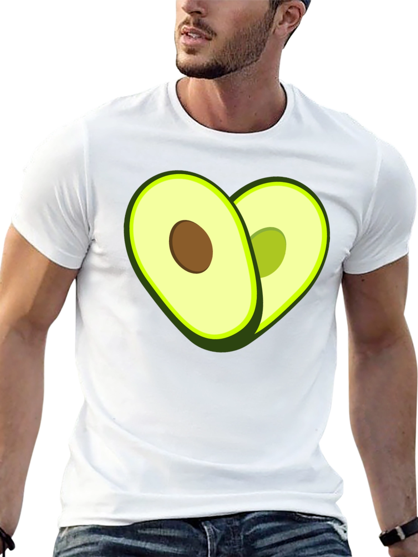 Avocado Heart Graphic T-Shirt - Black