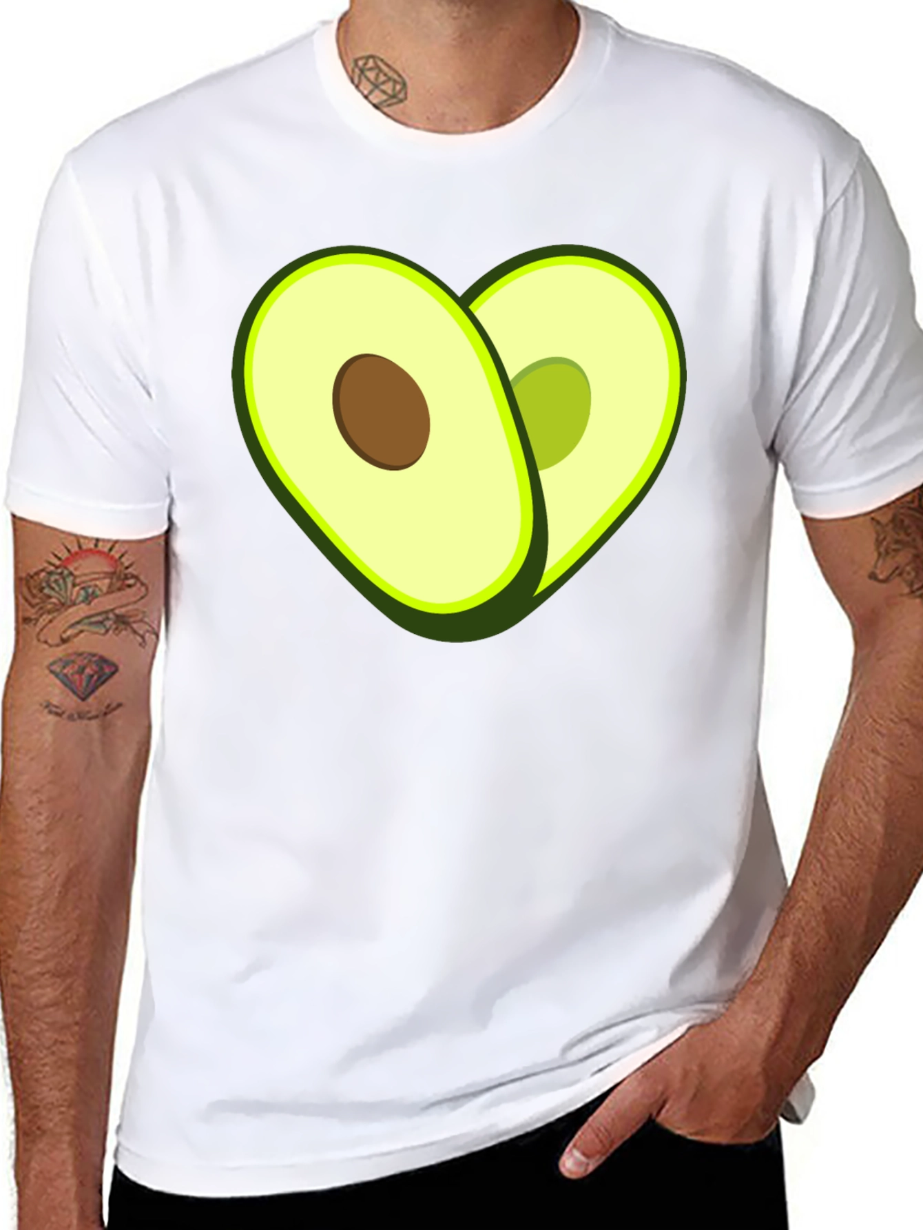 Avocado Heart Graphic T-Shirt - Black