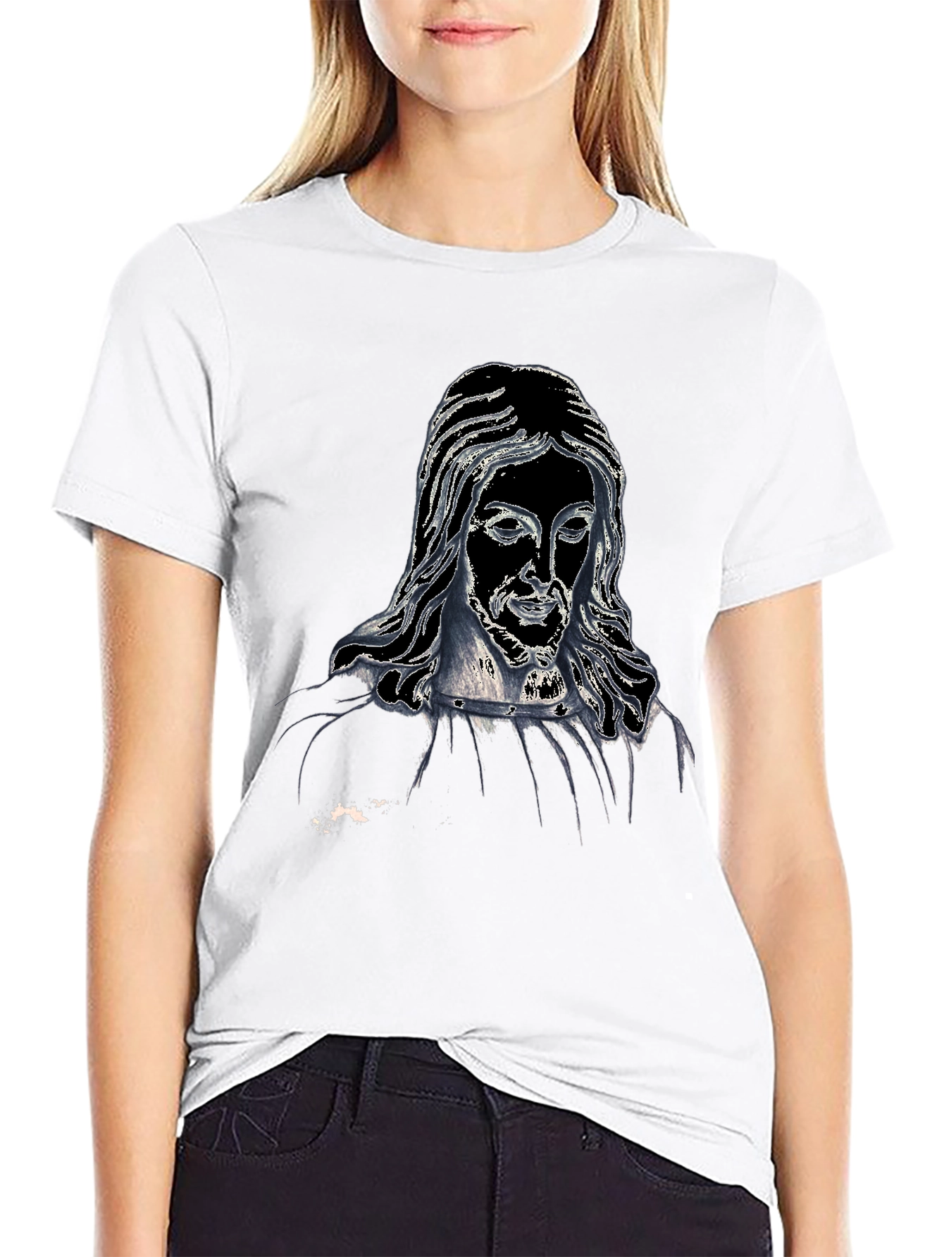 Jesus Graphic Print Black T-Shirt