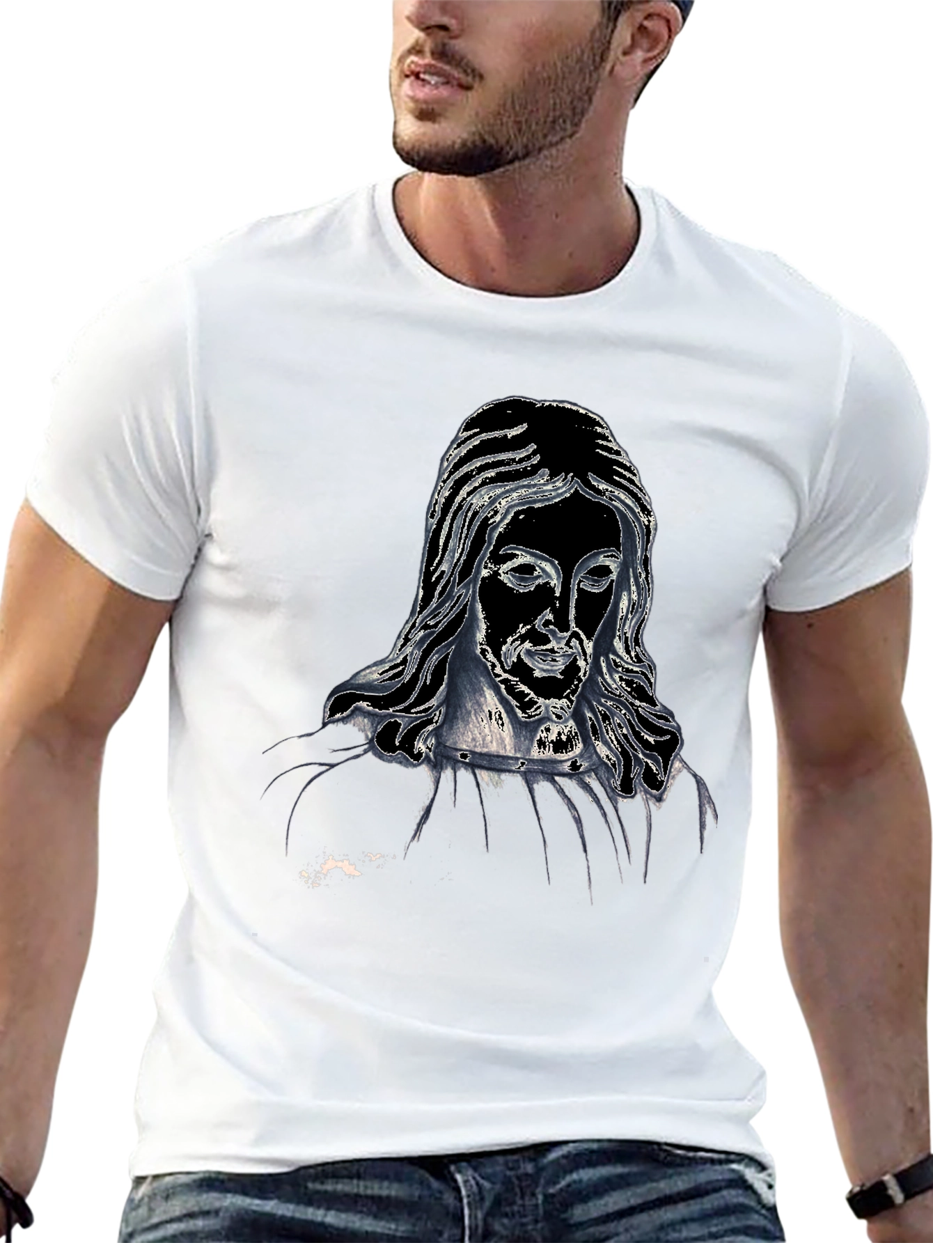 Jesus Graphic Print Black T-Shirt