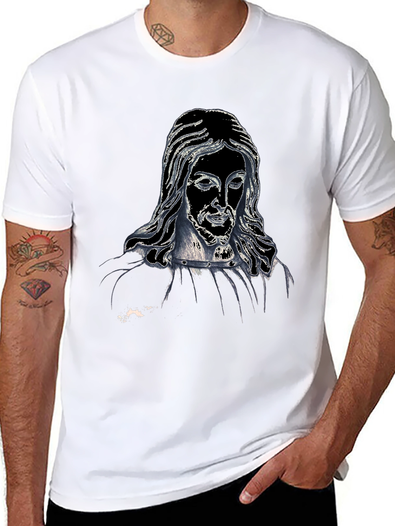 Jesus Graphic Print Black T-Shirt