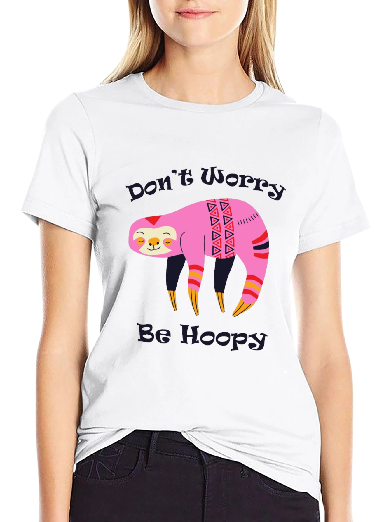 Dont Worry Be Hoopy Sloth Graphic Tee