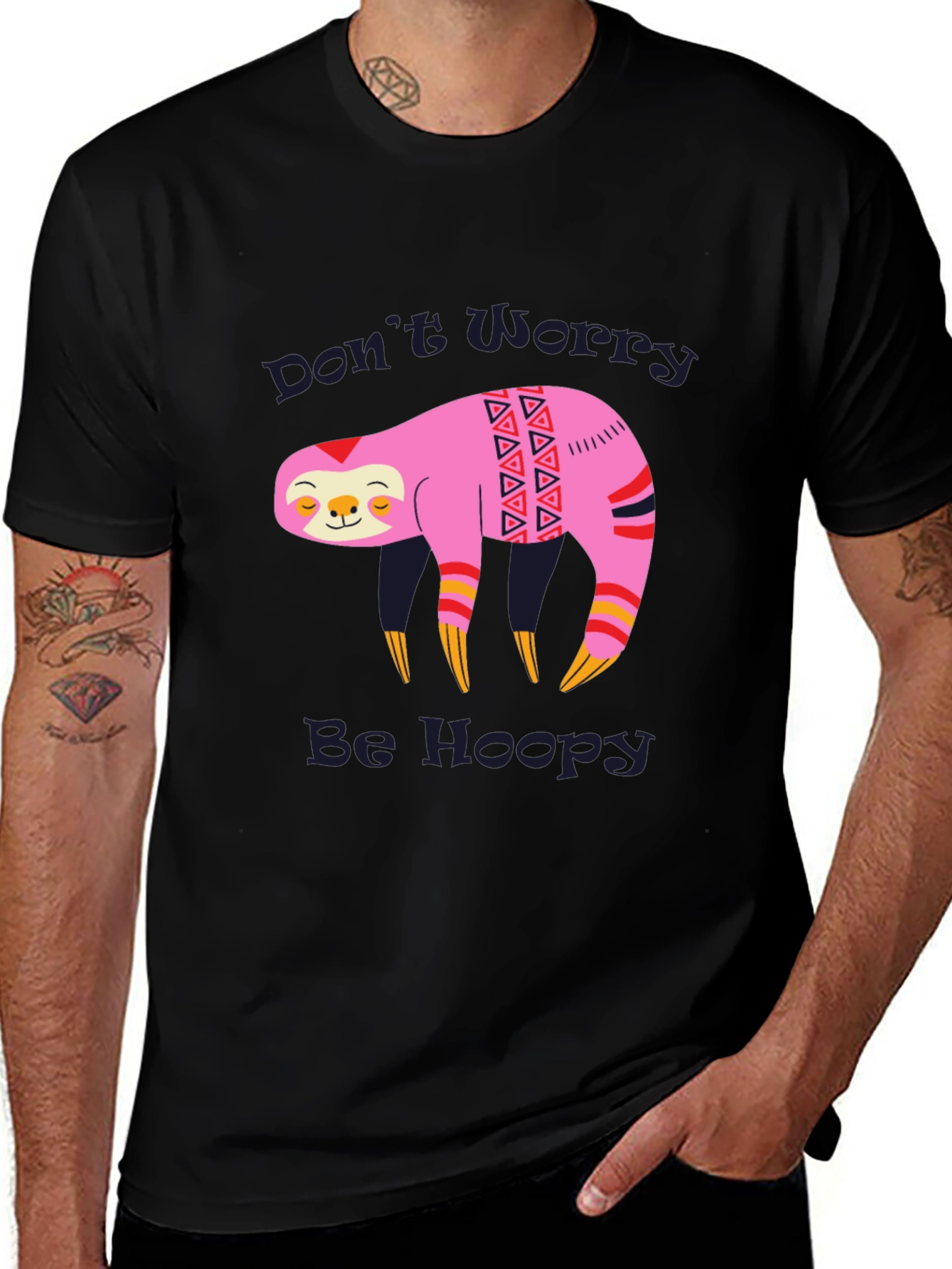 Dont Worry Be Hoopy Sloth Graphic Tee