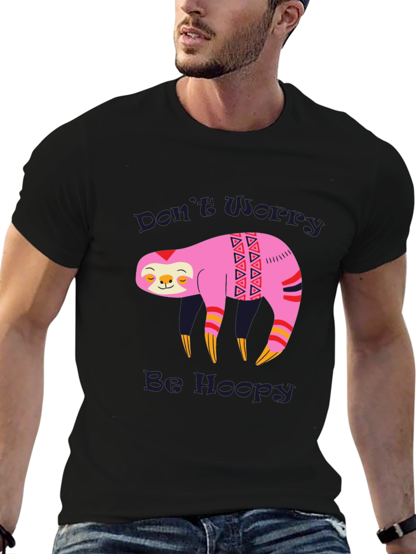 Dont Worry Be Hoopy Sloth Graphic Tee