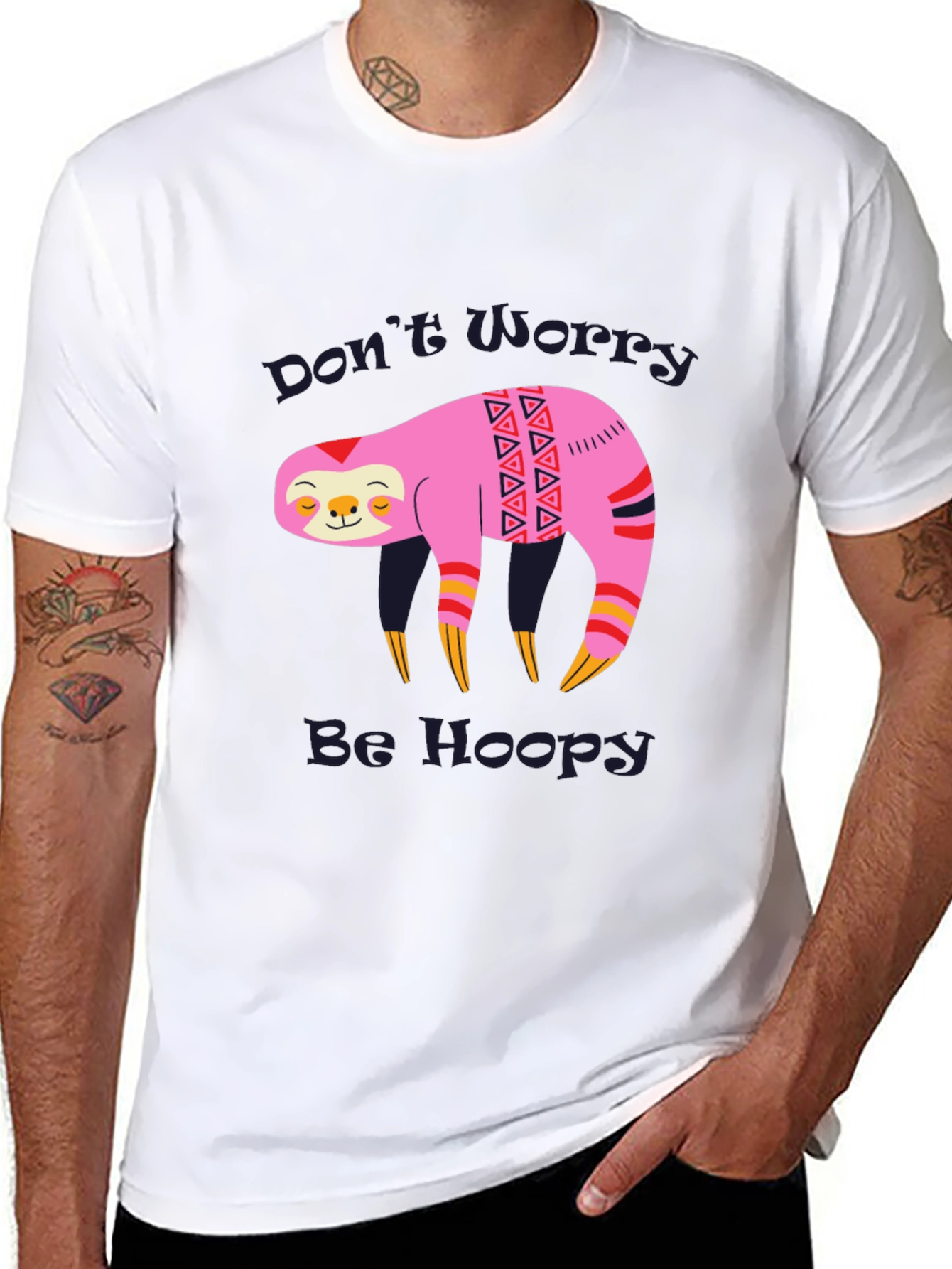 Dont Worry Be Hoopy Sloth Graphic Tee