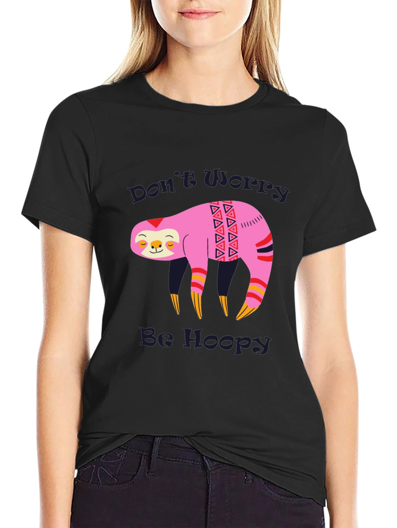 Dont Worry Be Hoopy Sloth Graphic Tee