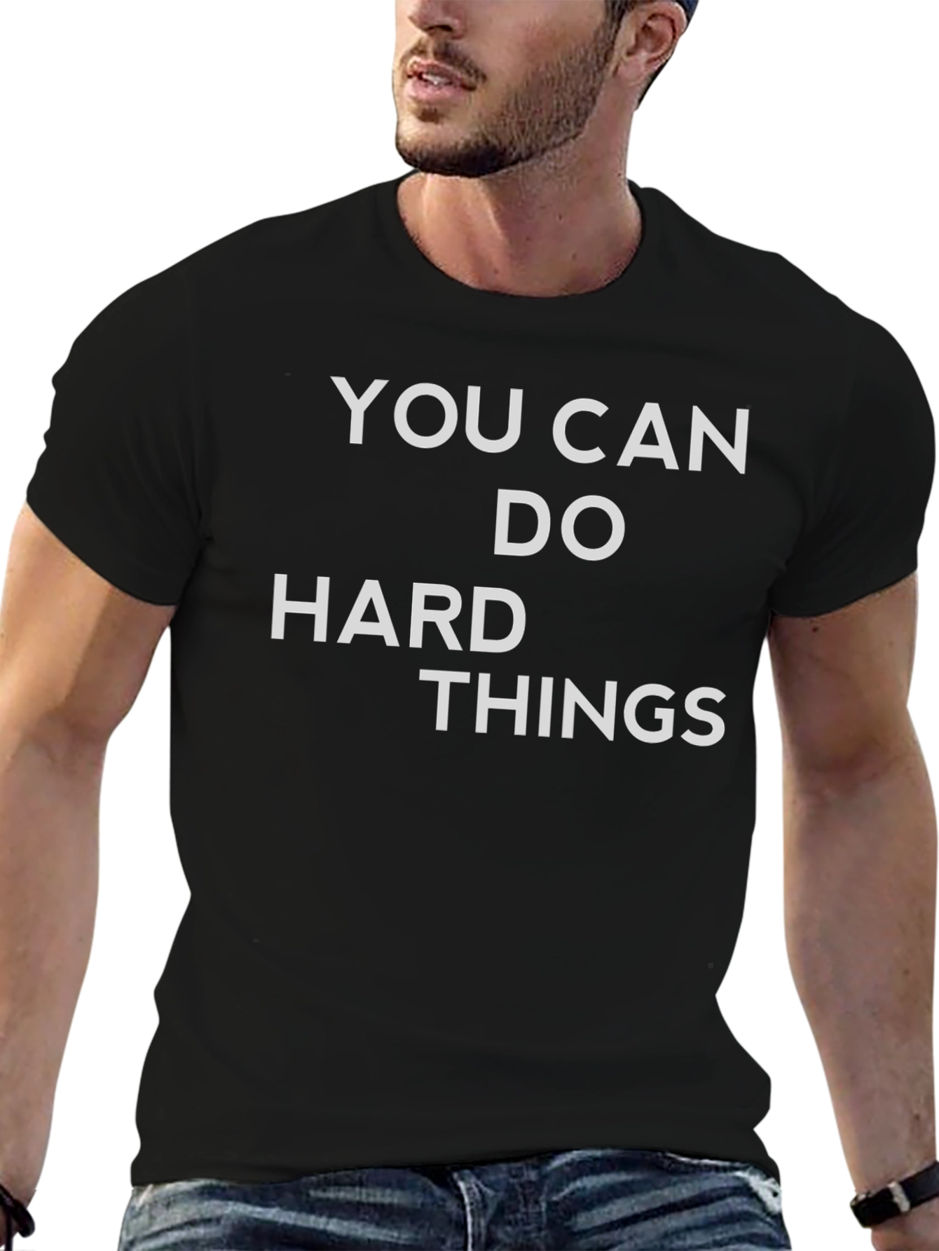 Motivational You Can Do Hard Things Black T-Shirt