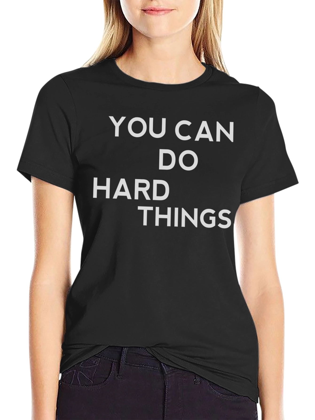 Motivational You Can Do Hard Things Black T-Shirt