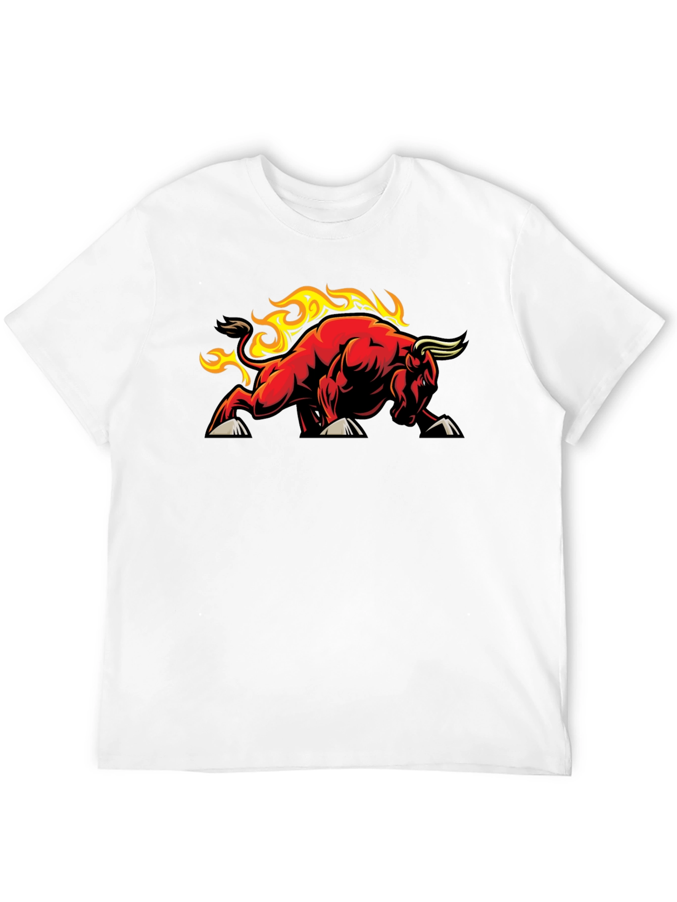 Fiery Bull Graphic Tee - Black Cotton T-Shirt