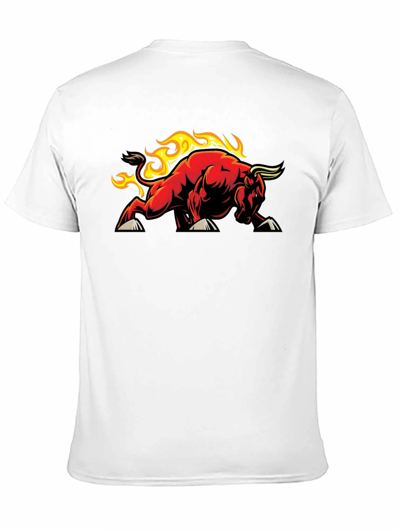Fiery Bull Graphic Tee - Black Cotton T-Shirt