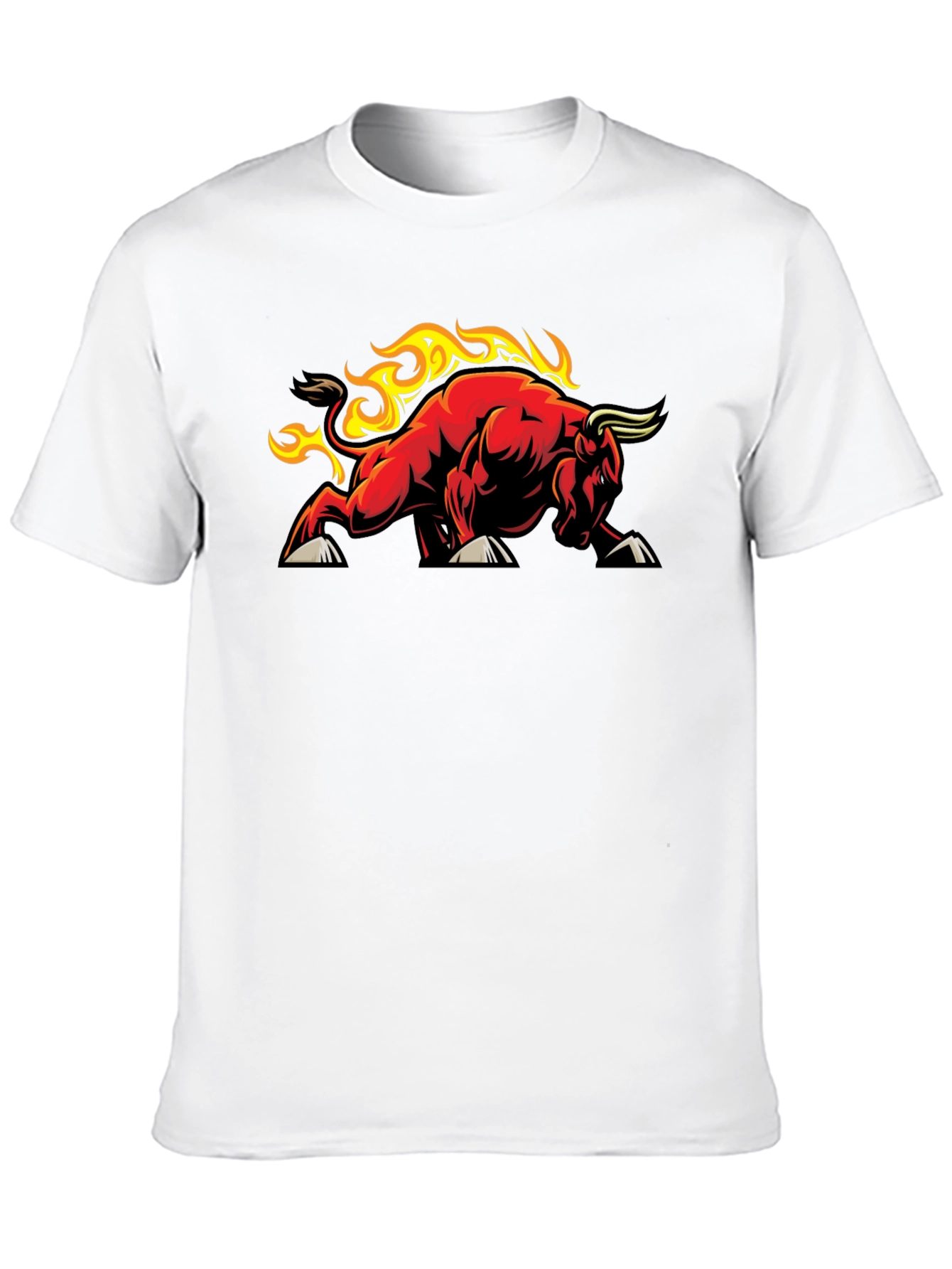 Fiery Bull Graphic Tee - Black Cotton T-Shirt