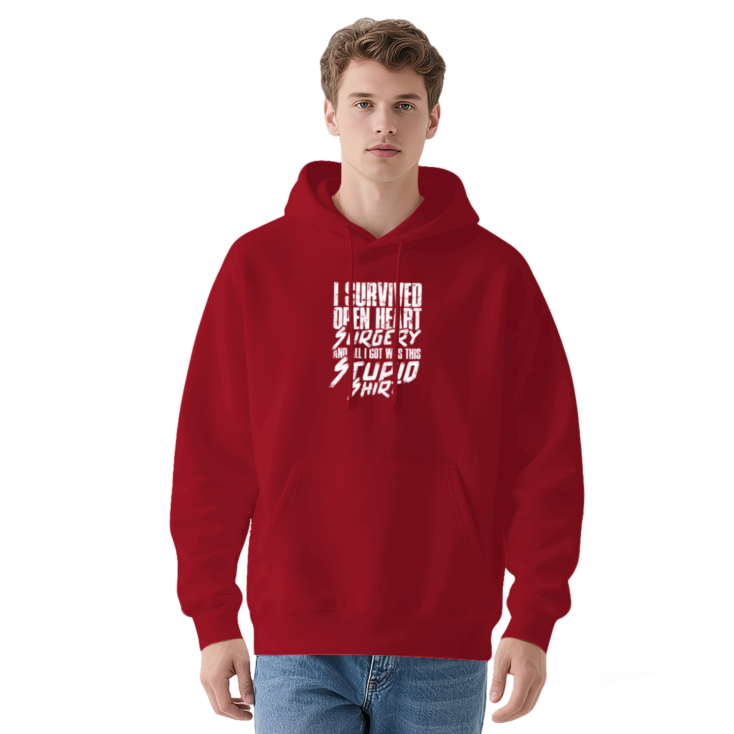 I Survived Open Heart Surgery Navy Hoodie, Survivor Comfort Graphic Pullover