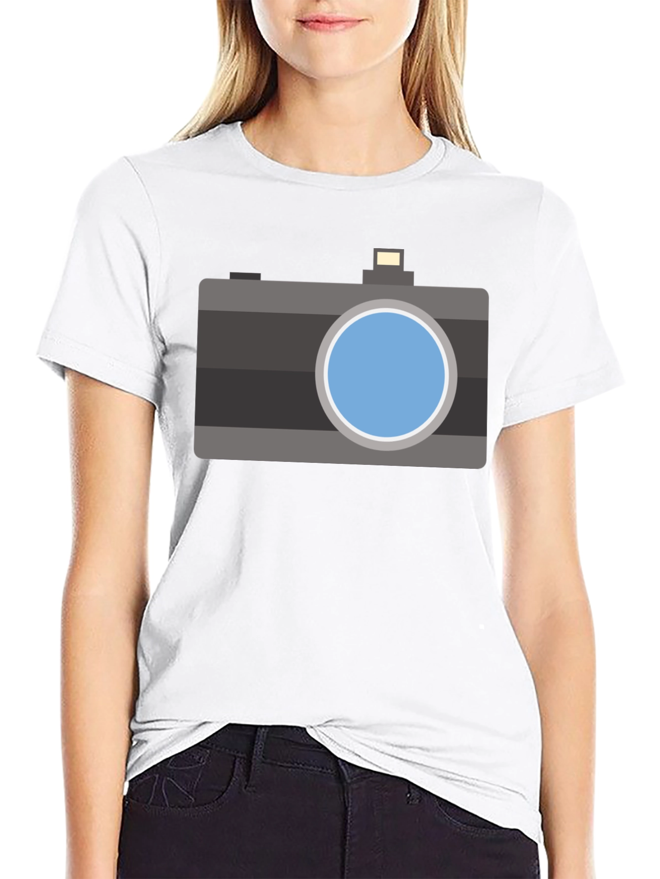 Retro Camera Graphic T-Shirt - Black