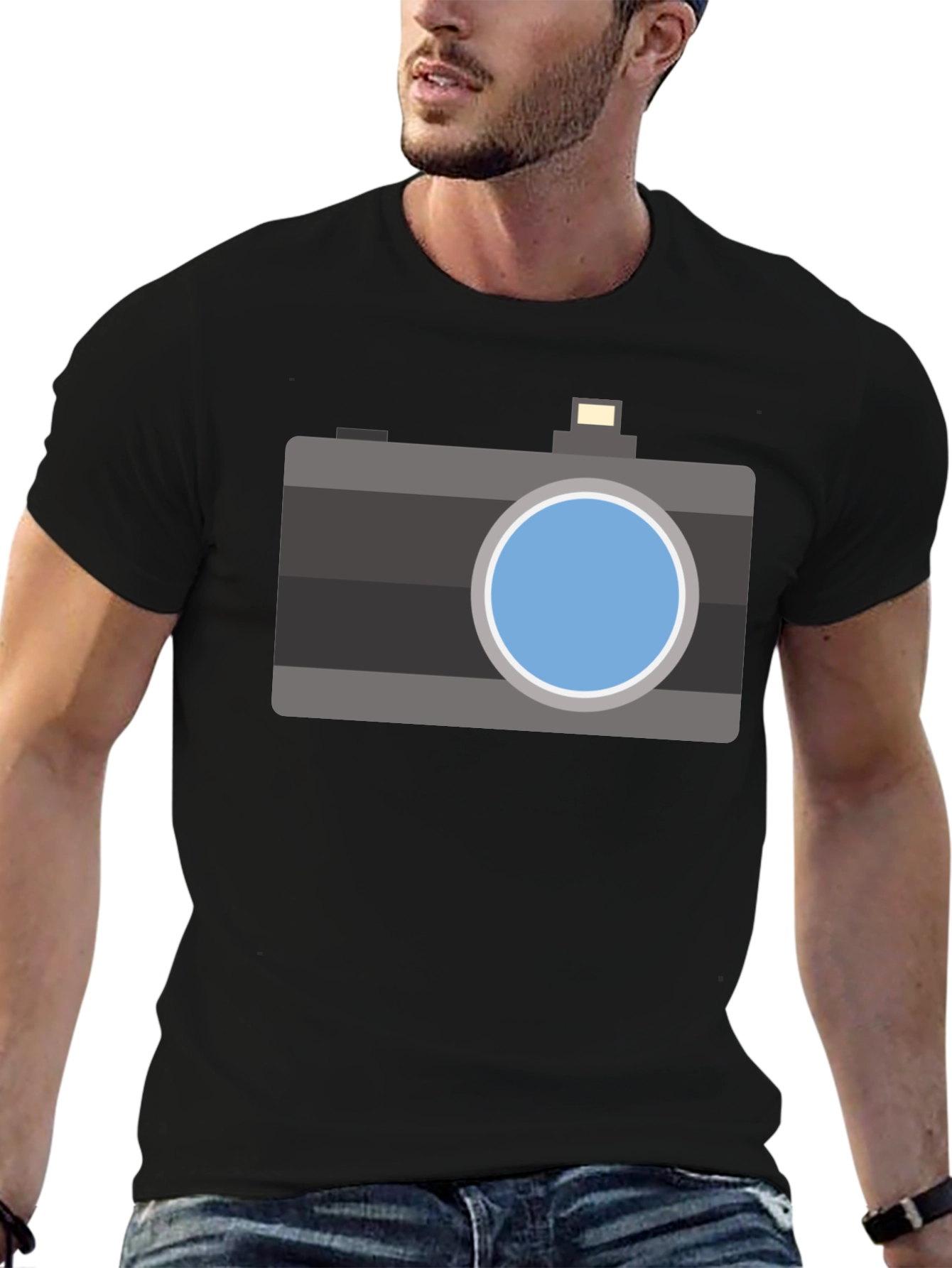 Retro Camera Graphic T-Shirt - Black