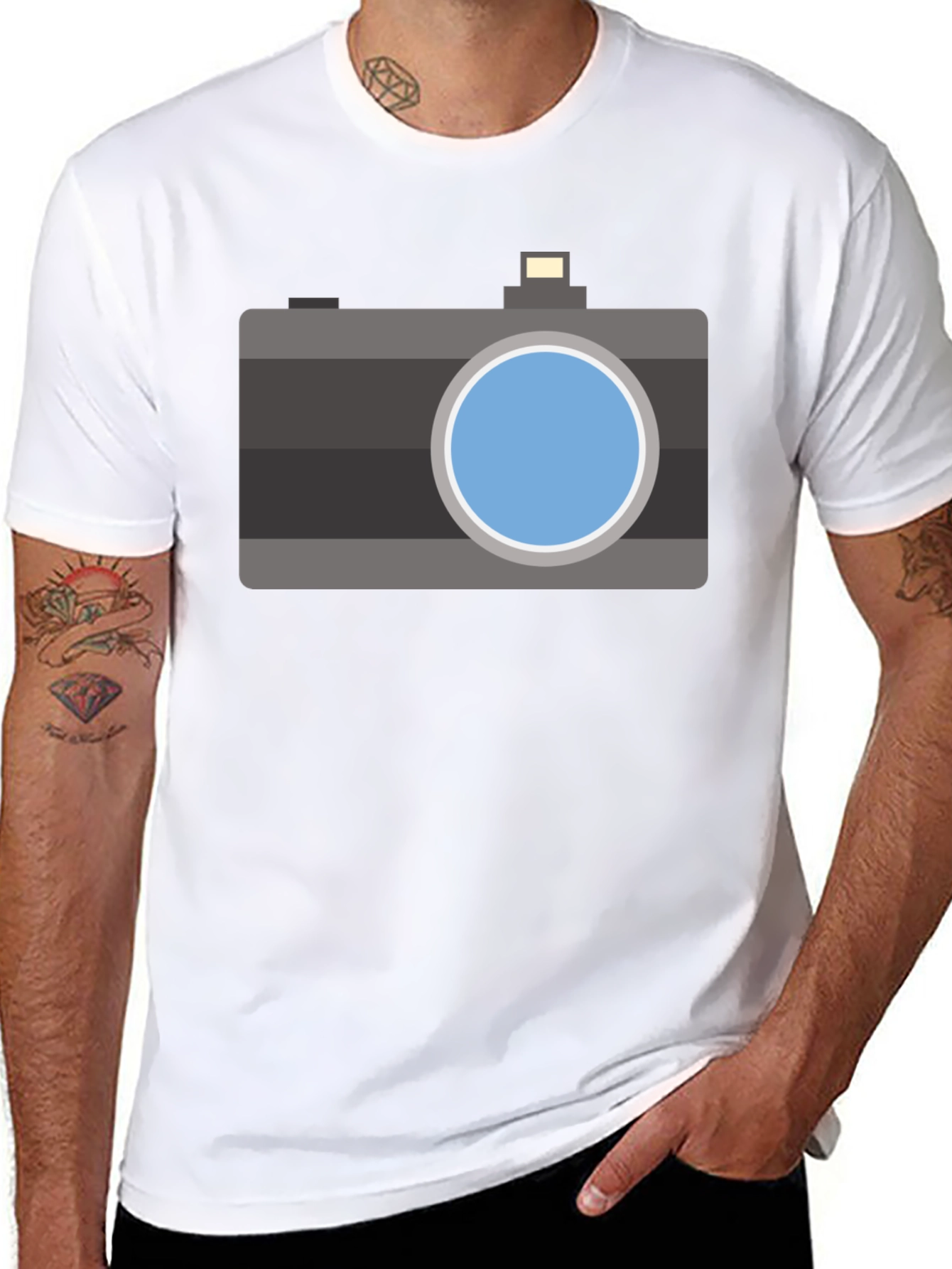 Retro Camera Graphic T-Shirt - Black