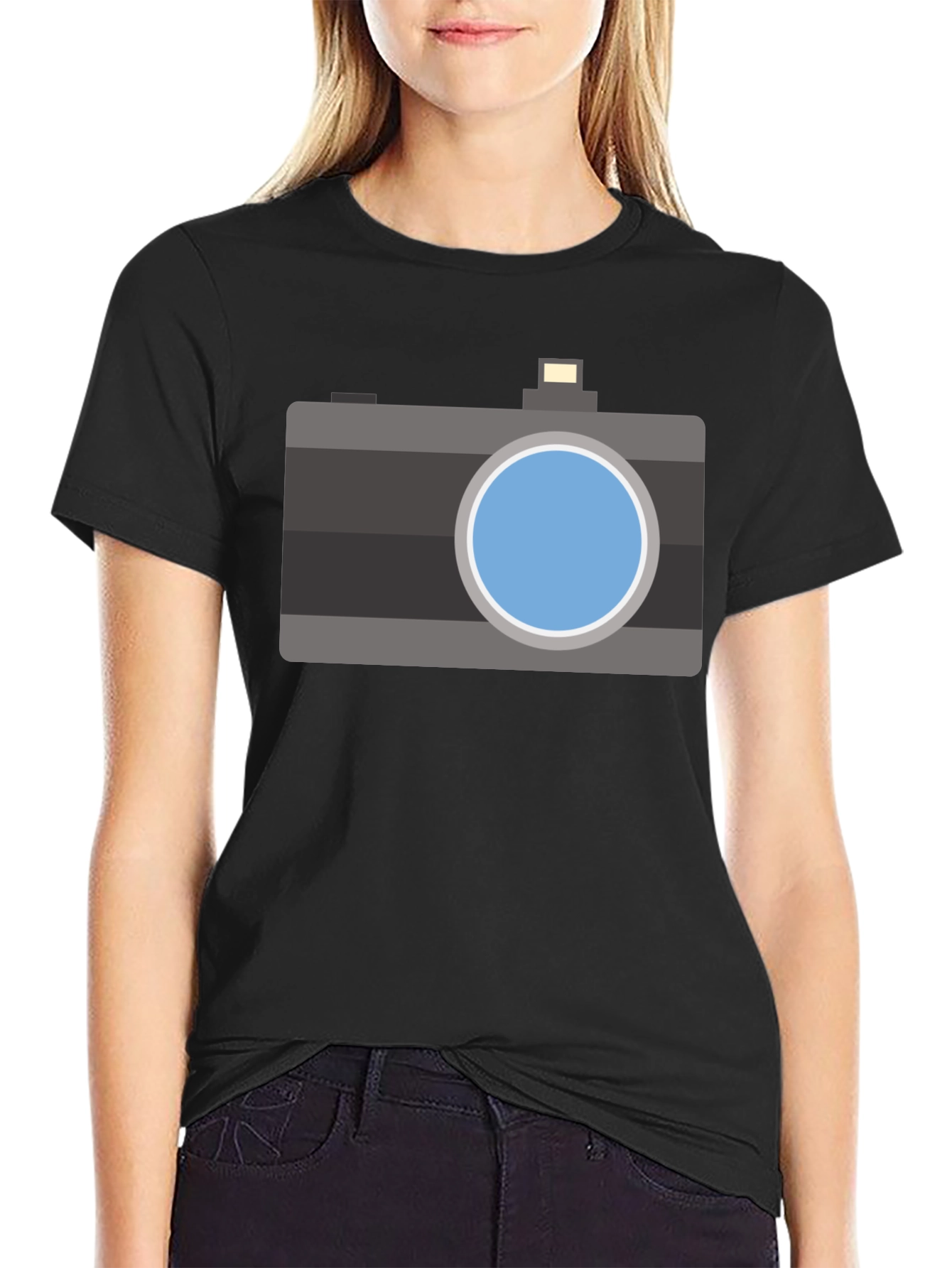 Retro Camera Graphic T-Shirt - Black