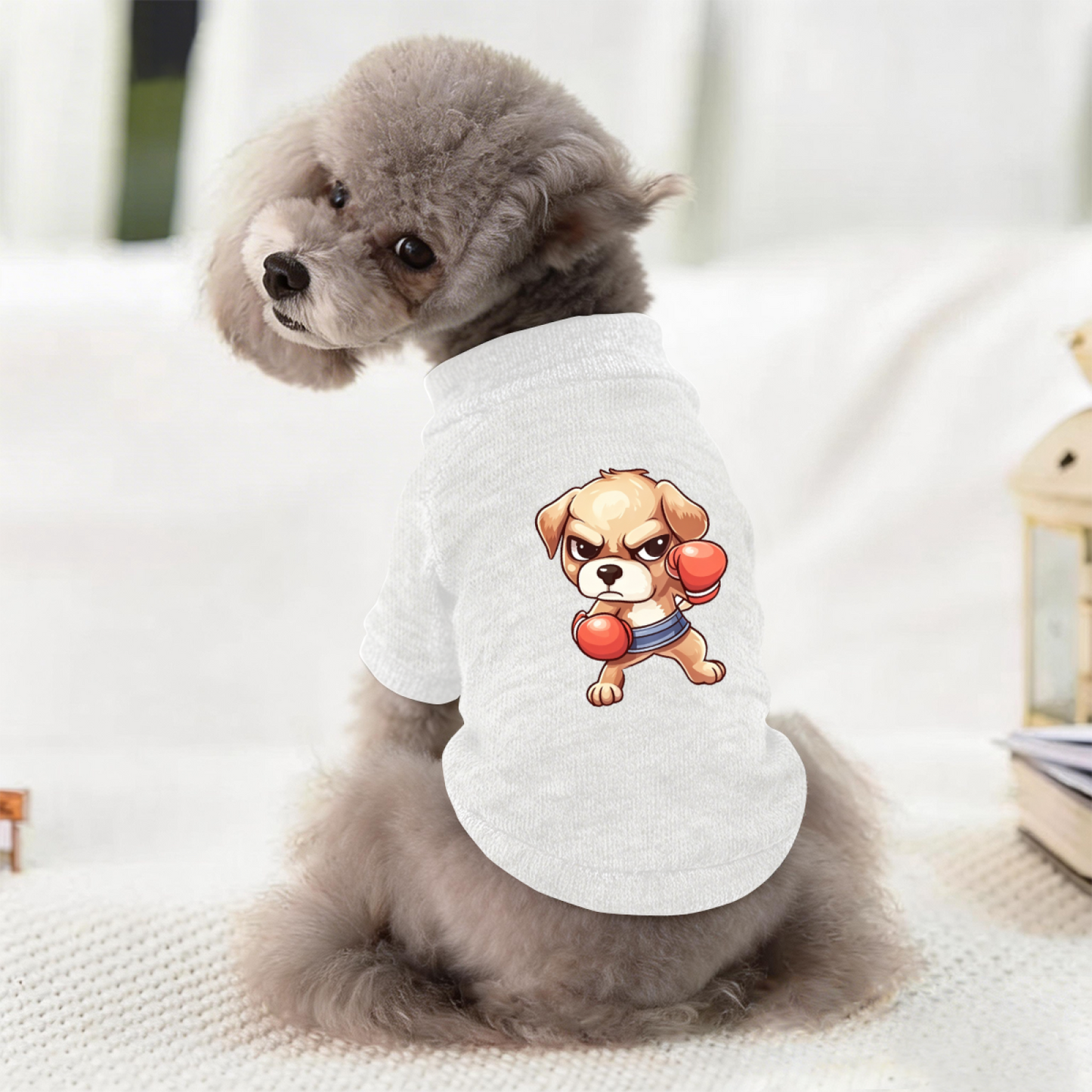 Tough Boxing Puppy Cartoon Funny Pet Warm Sweater