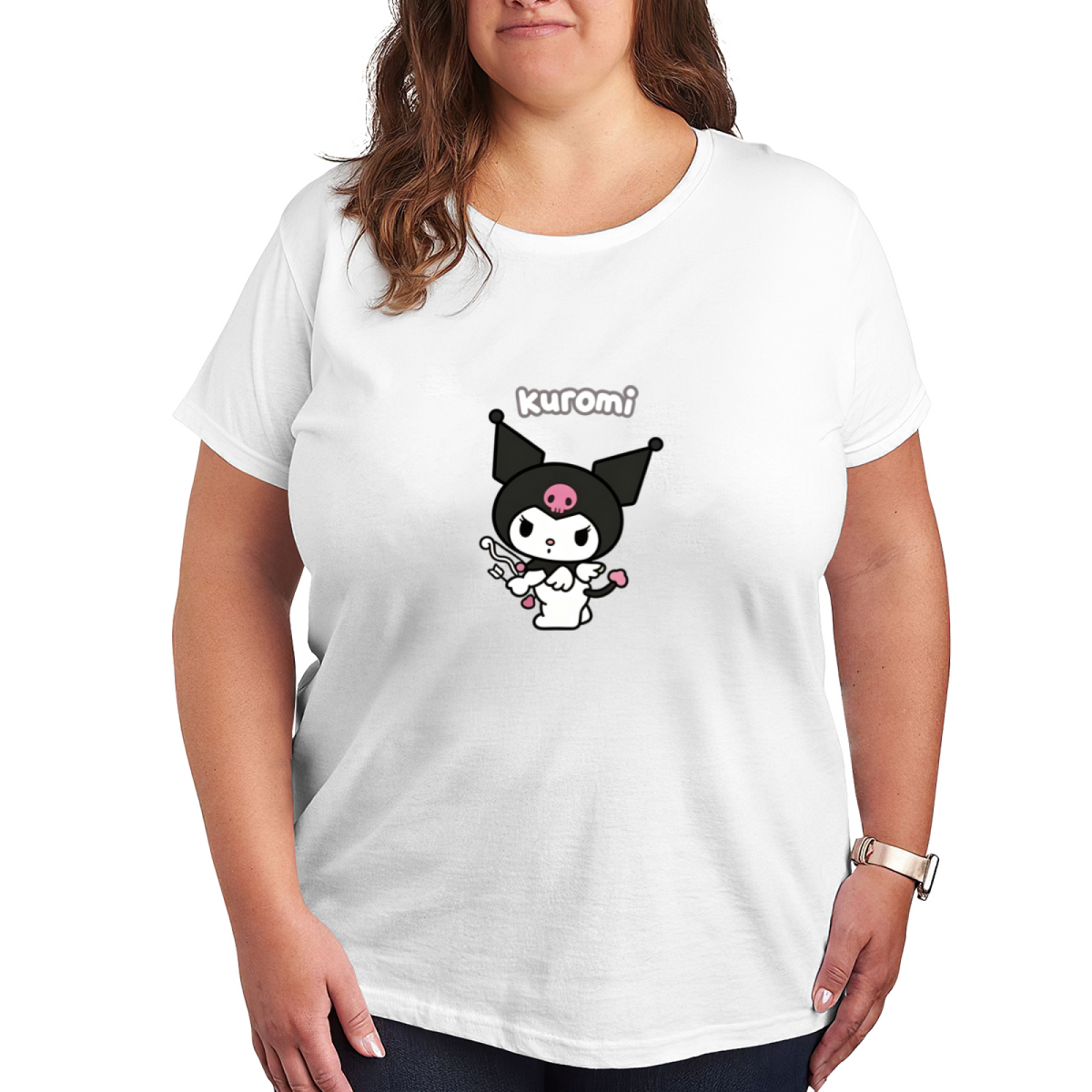 Cute Kuromi Cartoon Graphic Plus Size Women Daily Tee