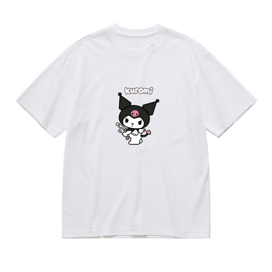Cute Kuromi Cartoon Graphic Plus Size Women Daily Tee