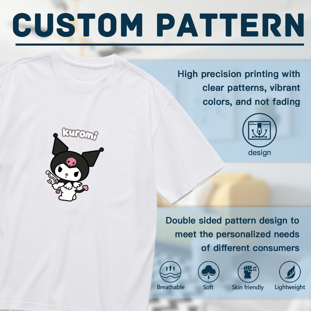 Cute Kuromi Cartoon Graphic Plus Size Women Daily Tee