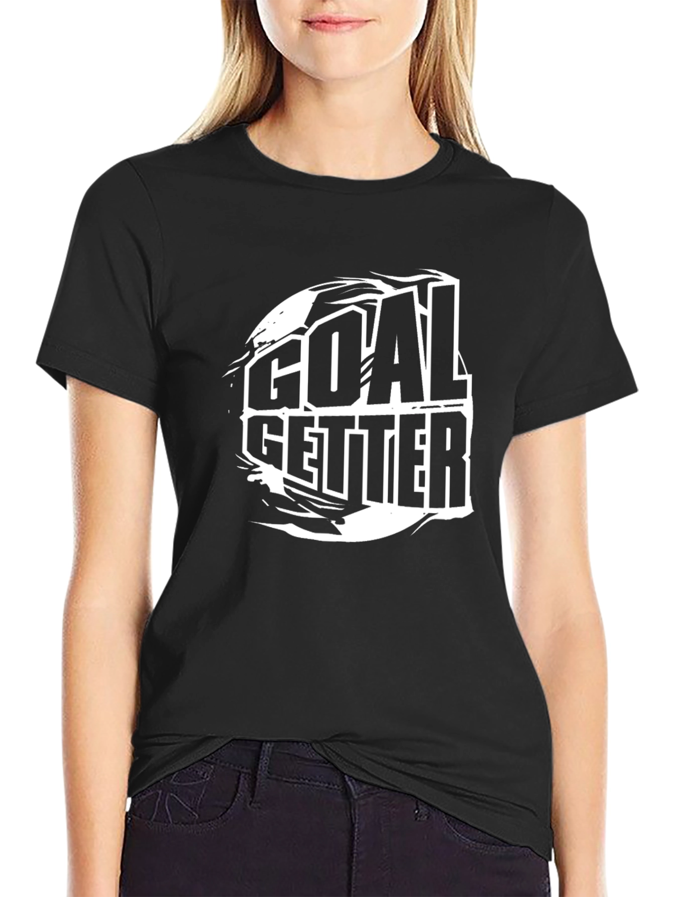 Goal Getter Graphic Tee - Black Cotton T-Shirt