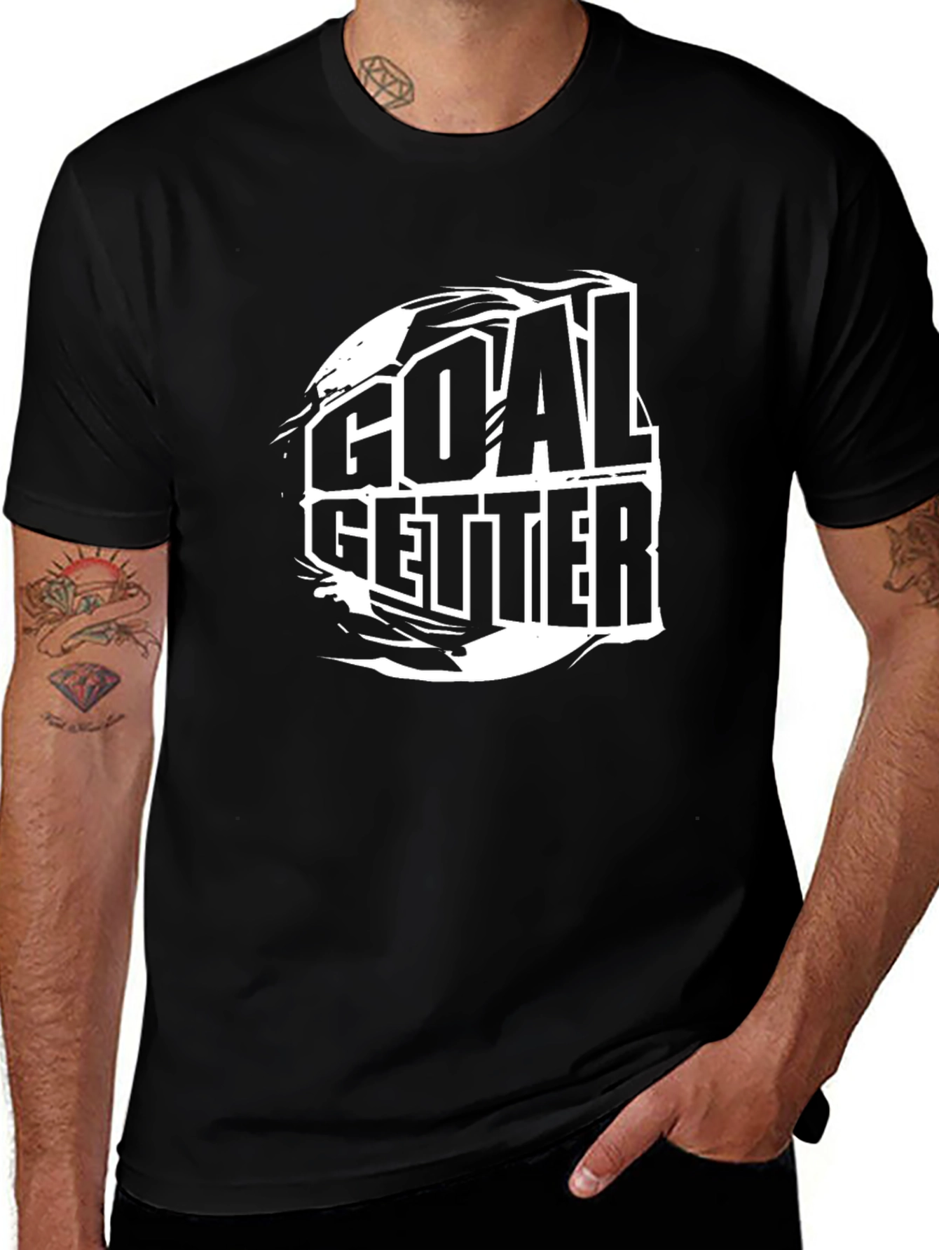 Goal Getter Graphic Tee - Black Cotton T-Shirt
