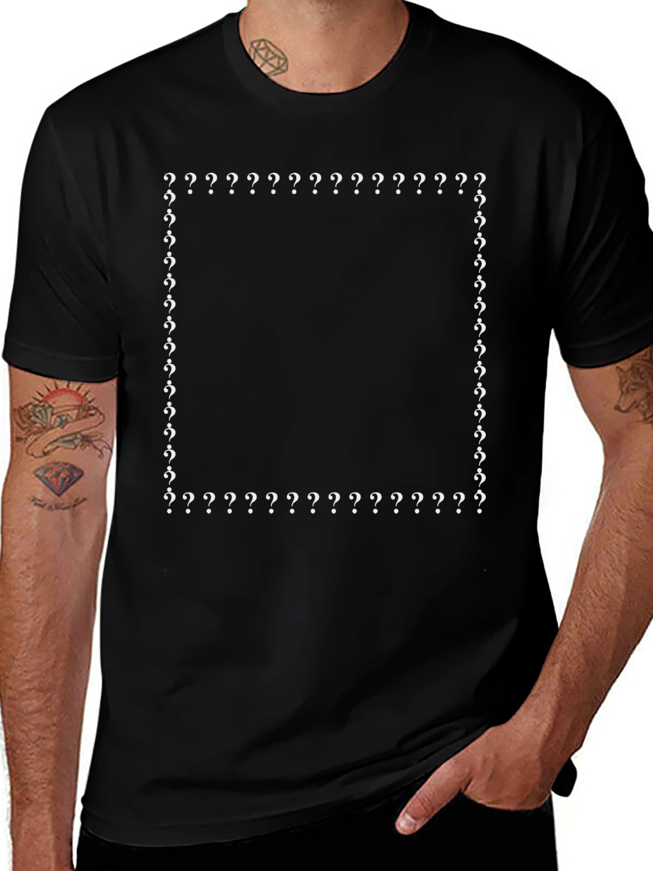 Question Mark Border T-Shirt - Black