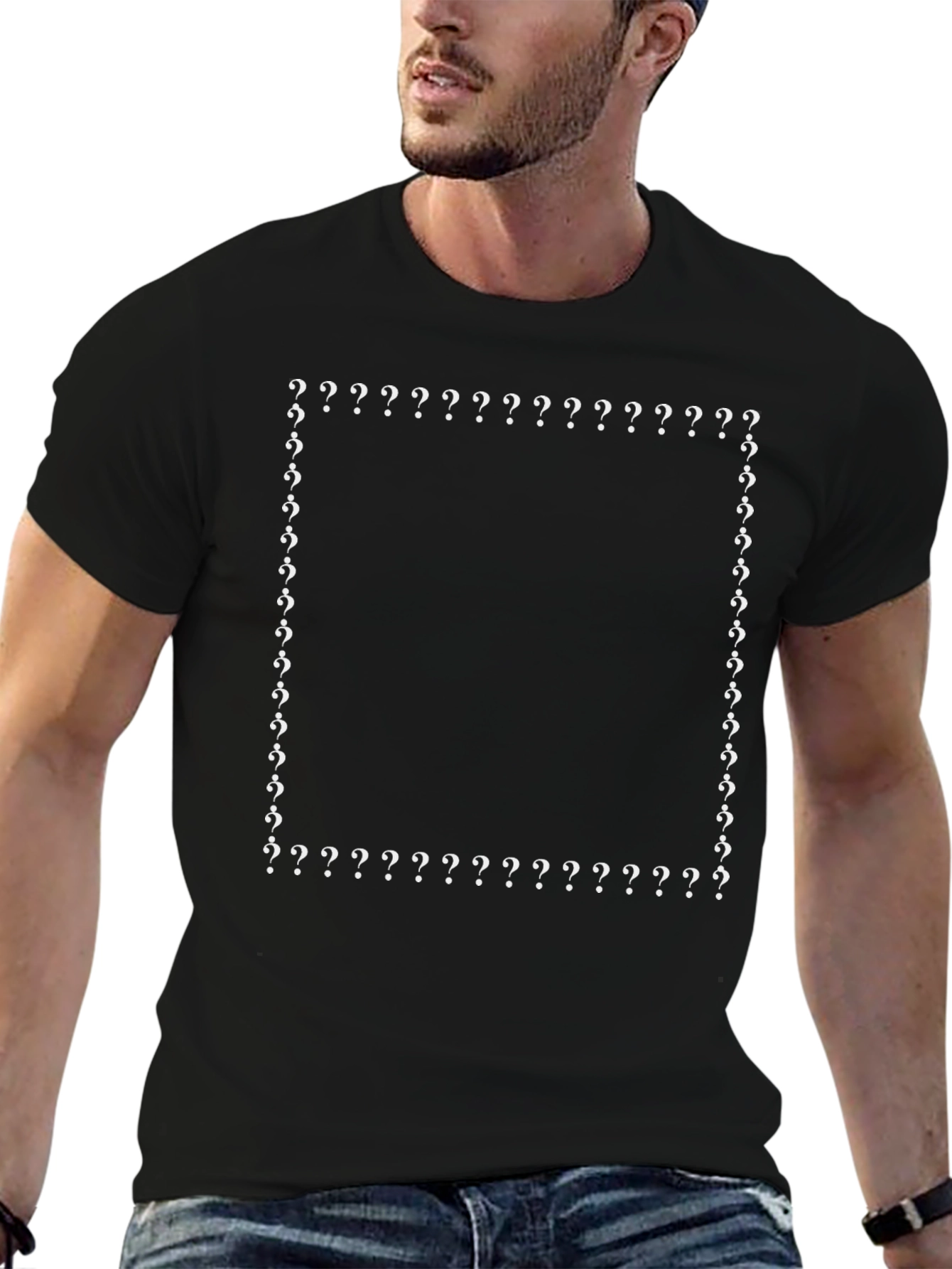 Question Mark Border T-Shirt - Black