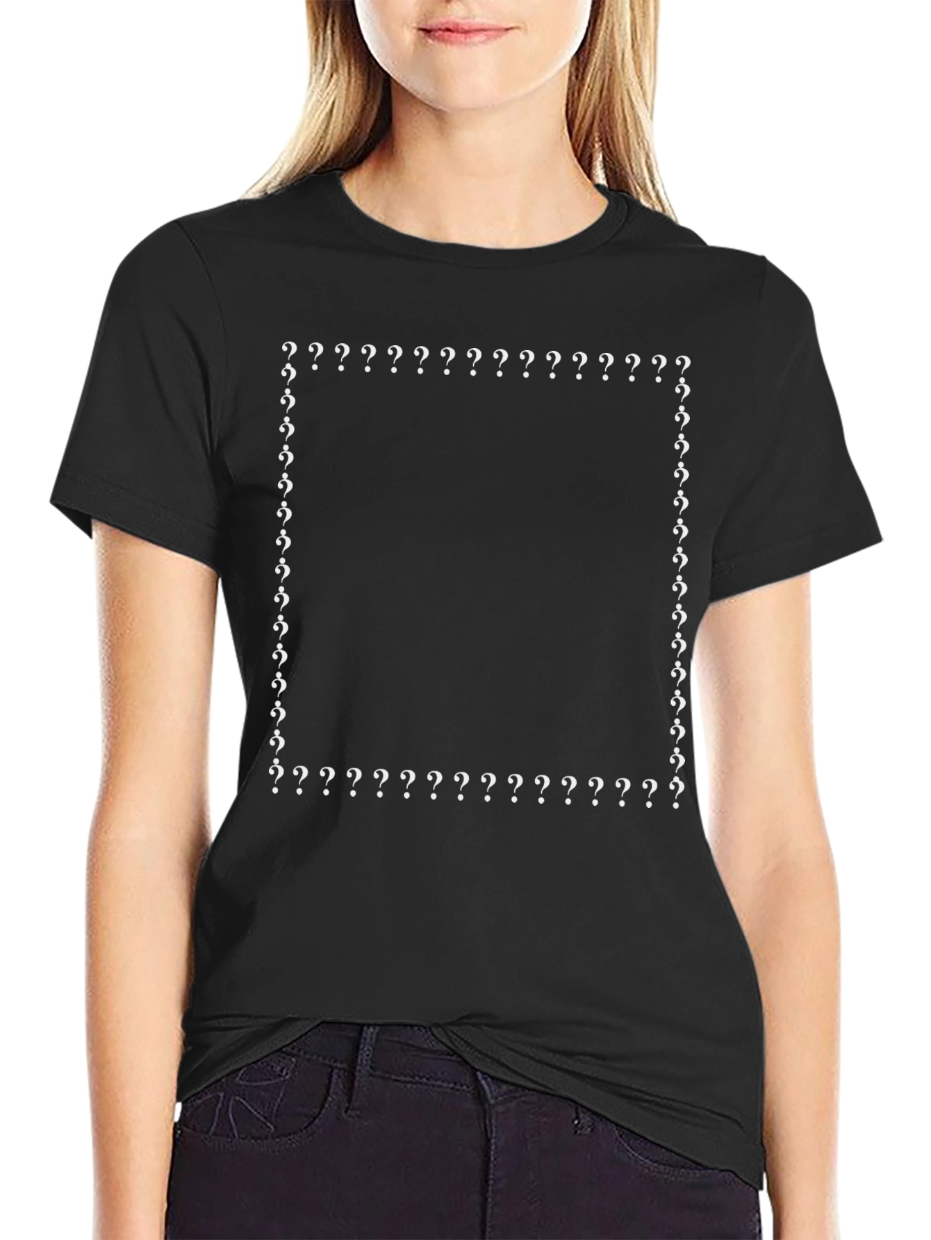 Question Mark Border T-Shirt - Black
