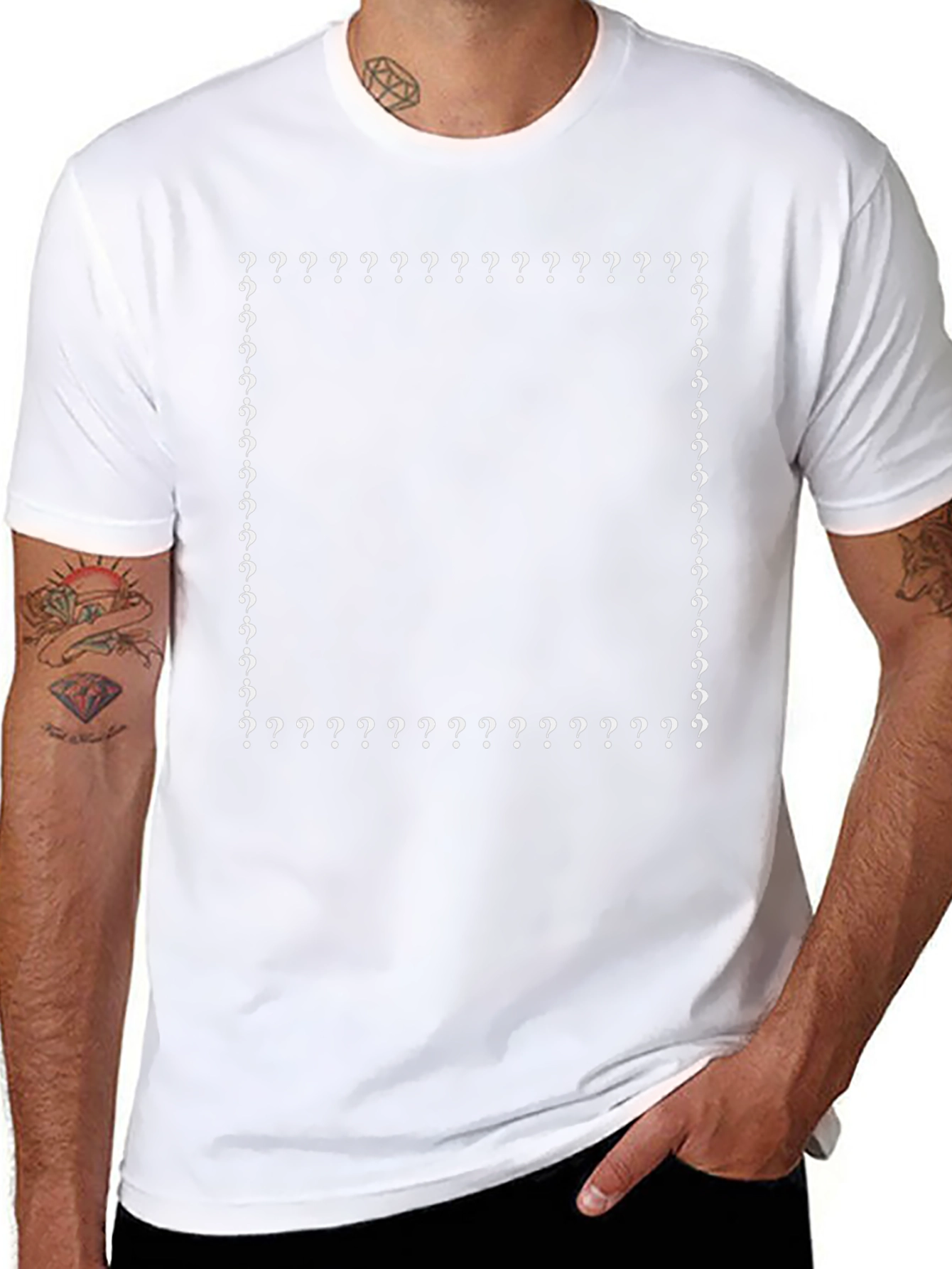 Question Mark Border T-Shirt - Black