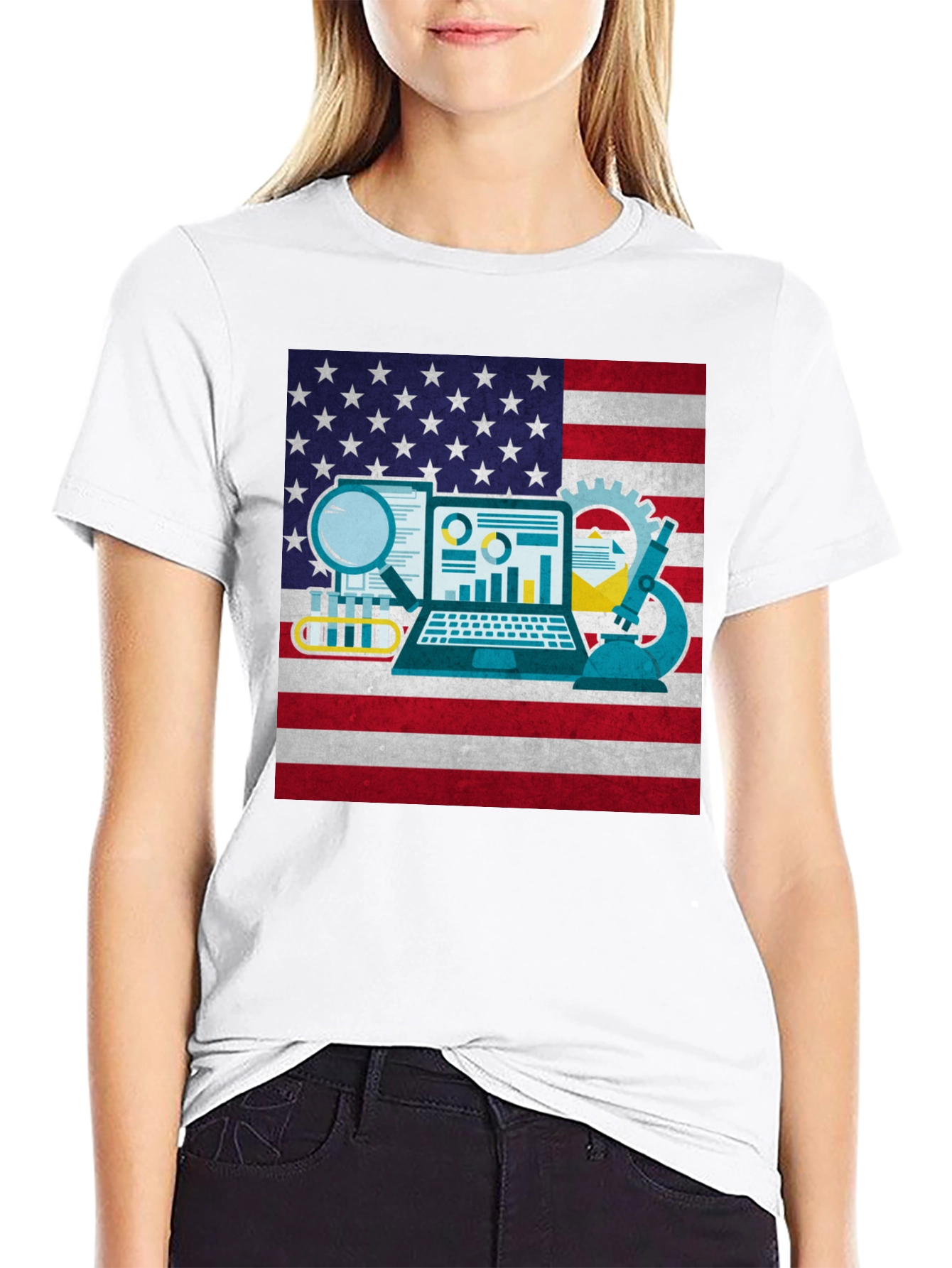 STEM American Flag Graphic T-Shirt