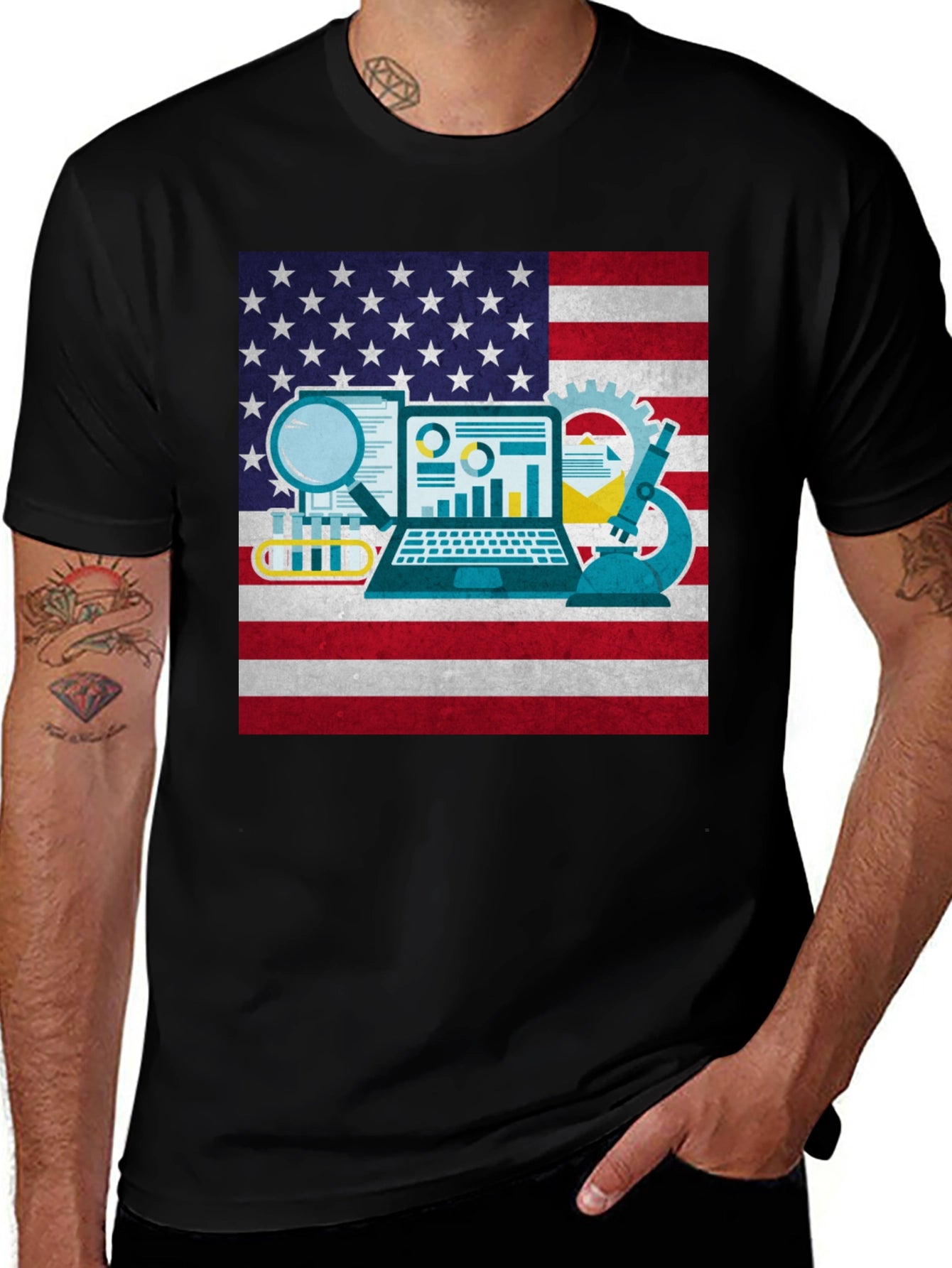 STEM American Flag Graphic T-Shirt