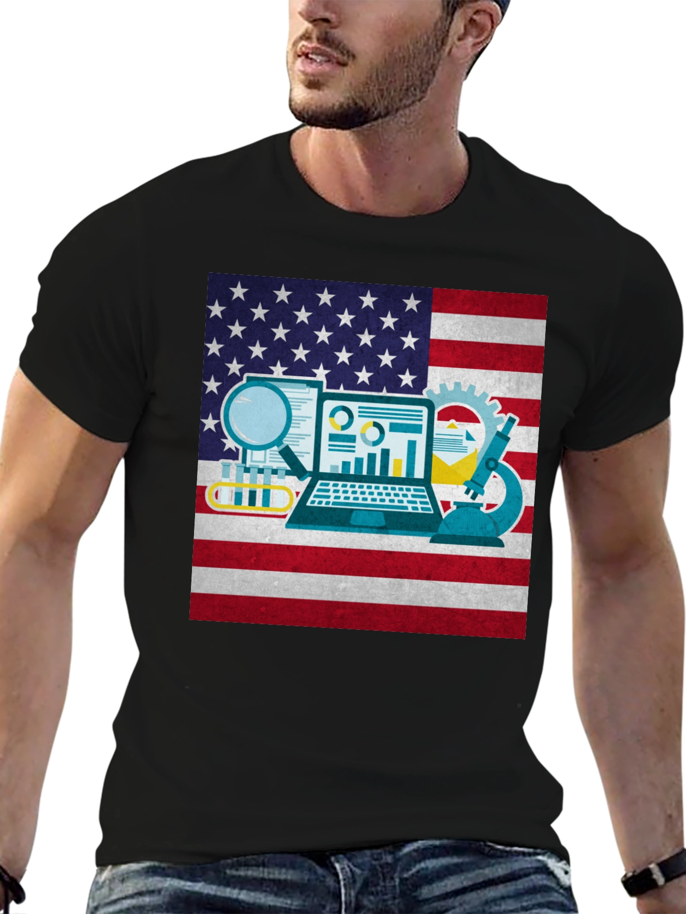 STEM American Flag Graphic T-Shirt