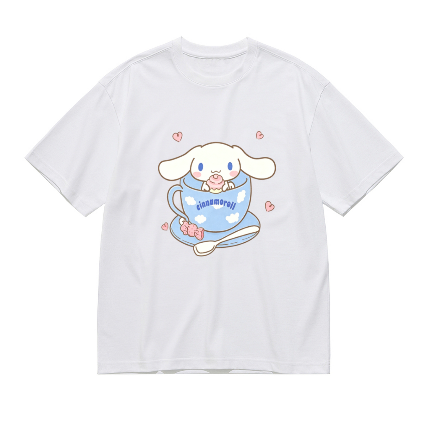 Cozy Cup?Style Cinnamoroll Heart Plus?Size Ladies White T?Shirt