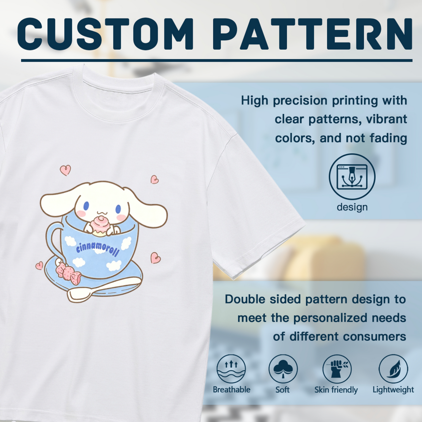 Cozy Cup?Style Cinnamoroll Heart Plus?Size Ladies White T?Shirt
