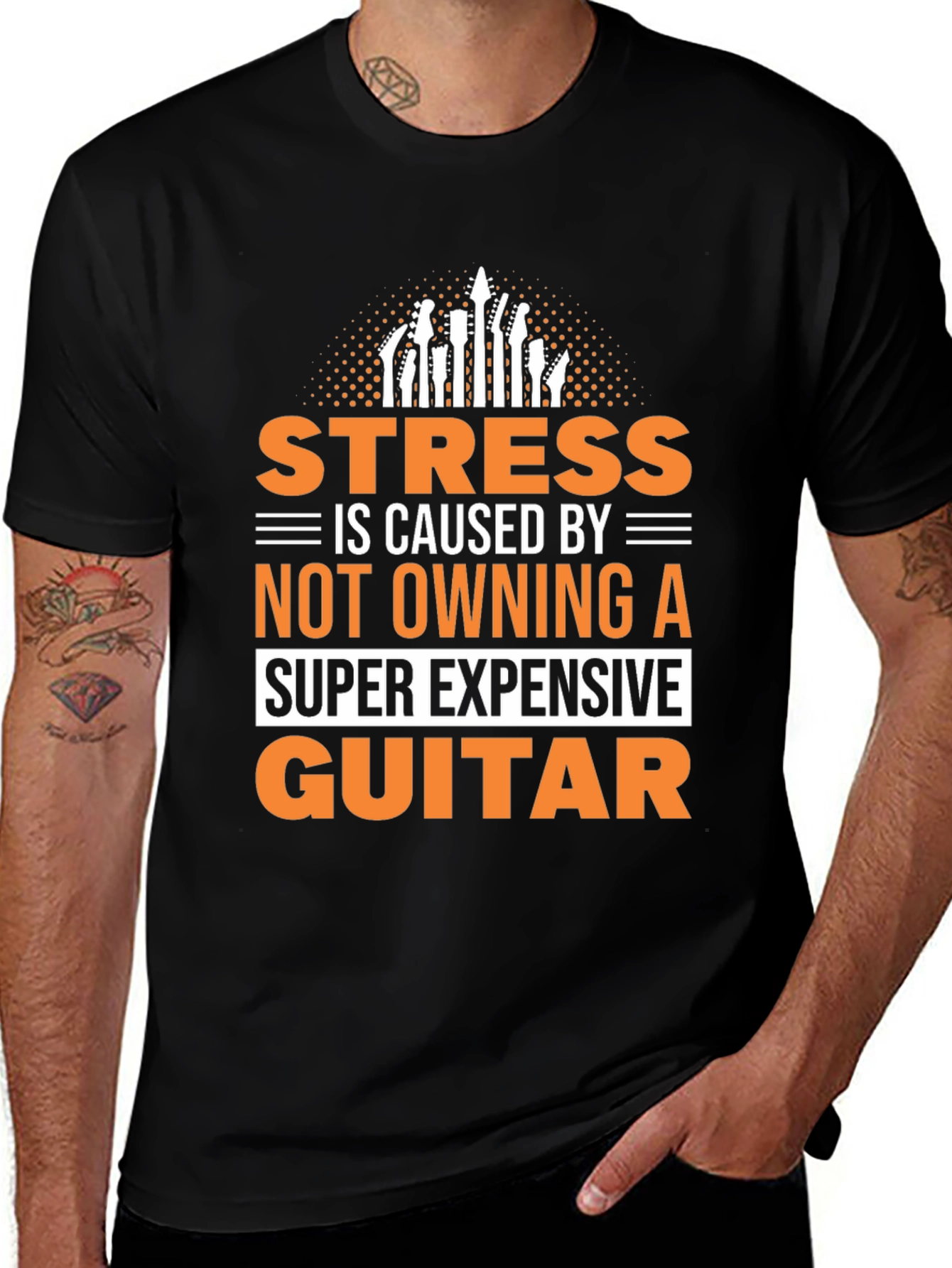 Stress Guitar T-Shirt - Funny Musician Tee