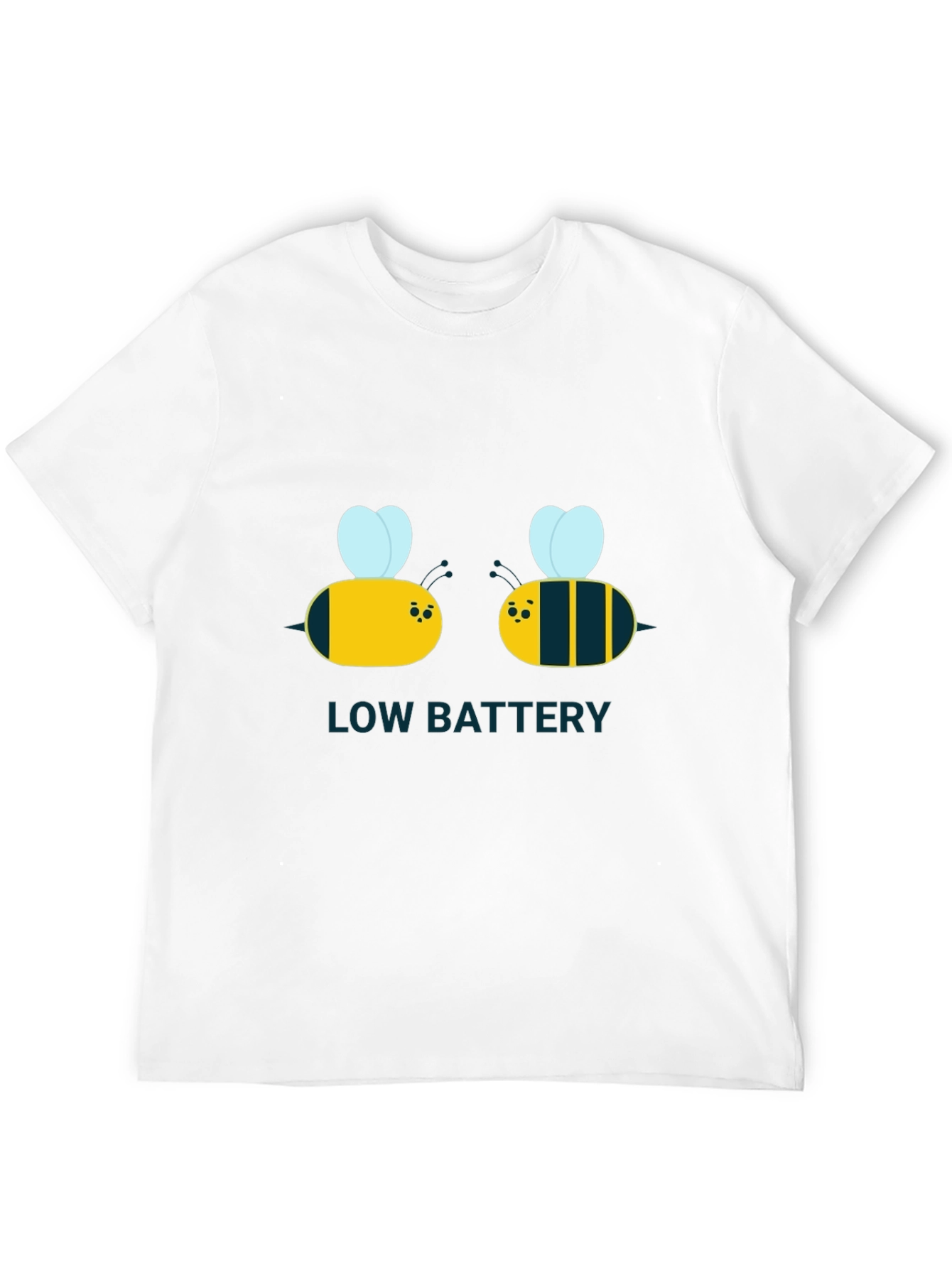 Low Battery Bee Graphic Black T-Shirt
