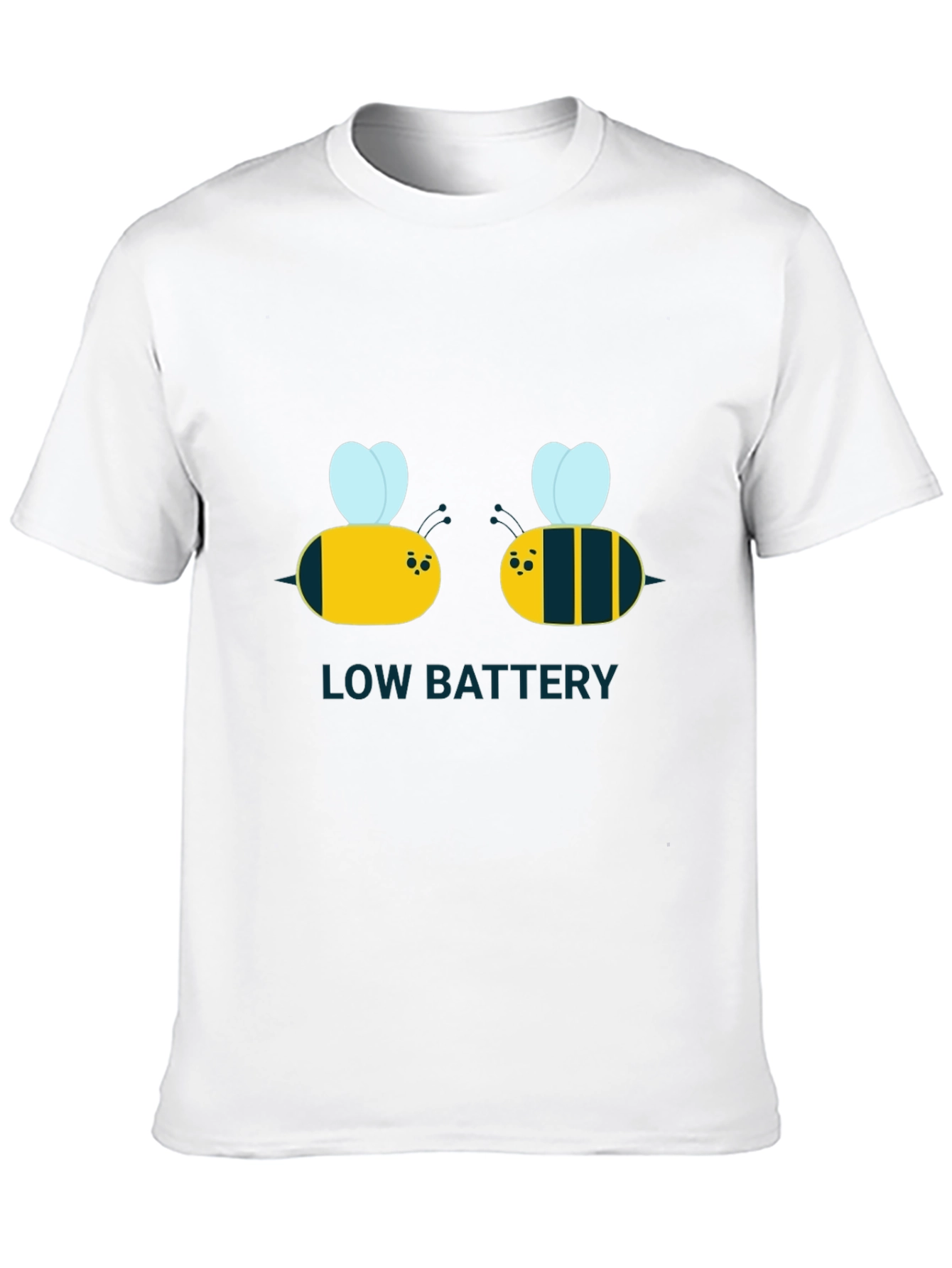Low Battery Bee Graphic Black T-Shirt