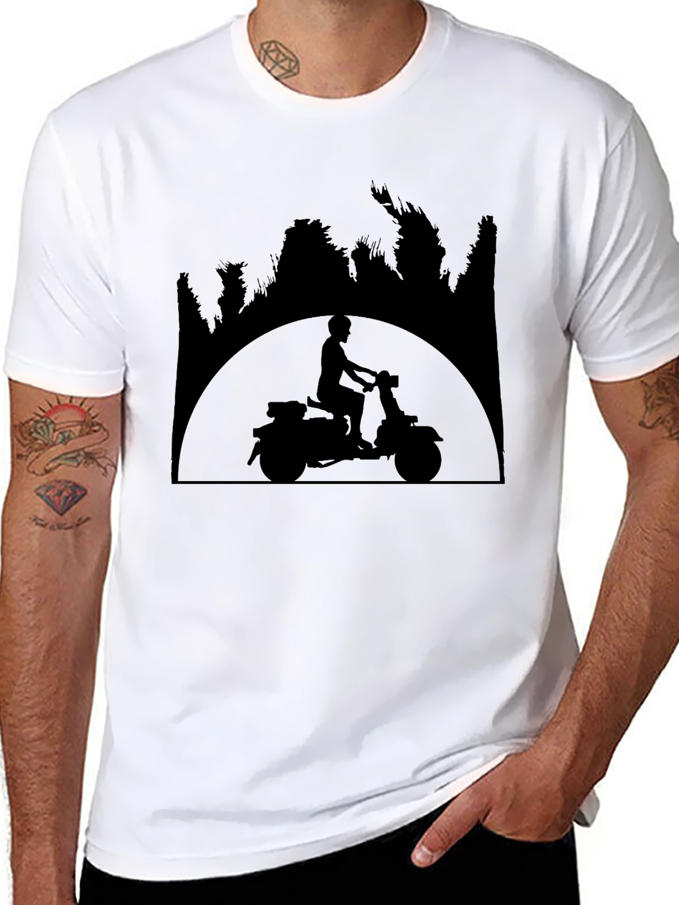 Retro Scooter Silhouette Black T-Shirt