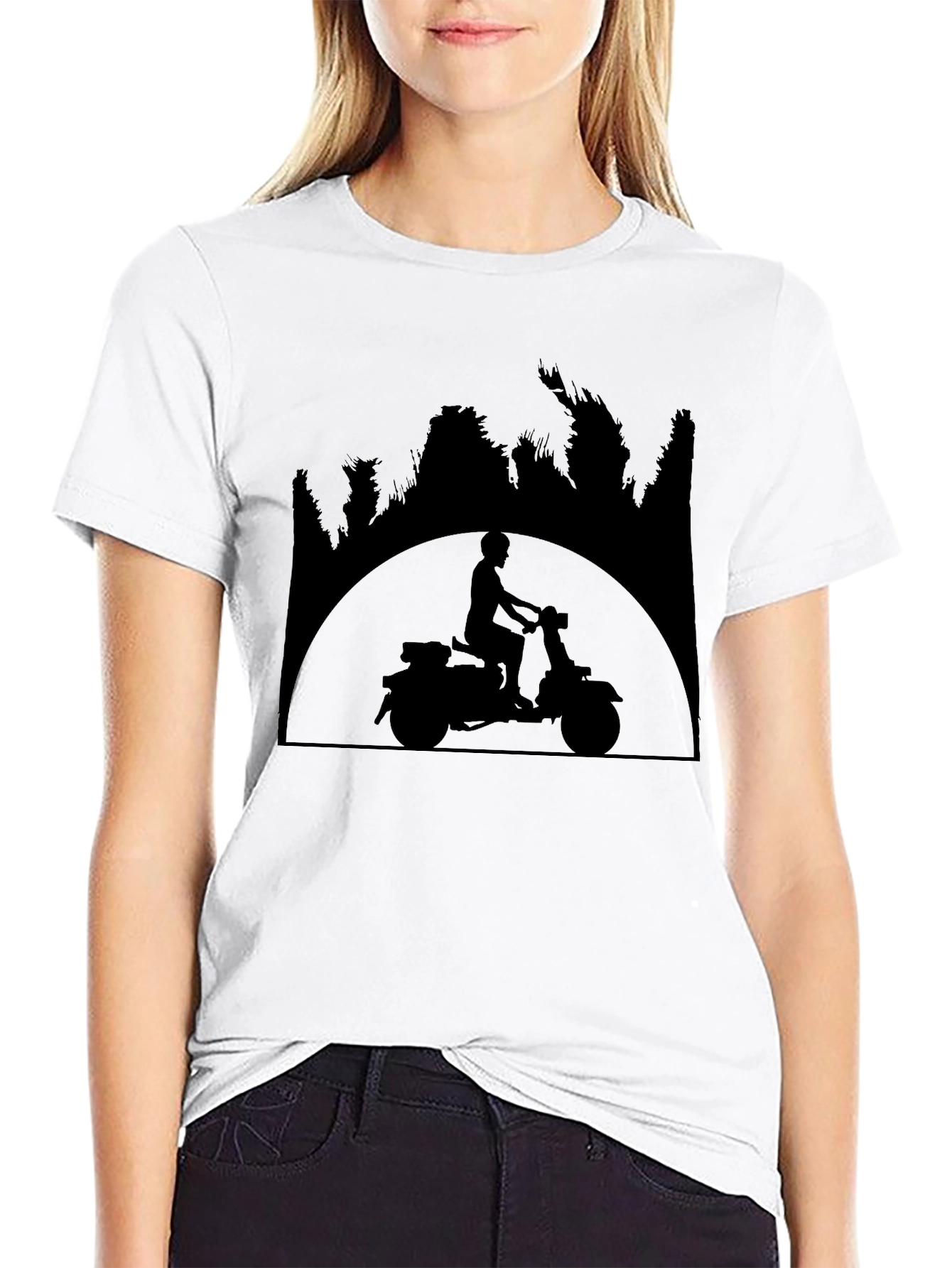 Retro Scooter Silhouette Black T-Shirt