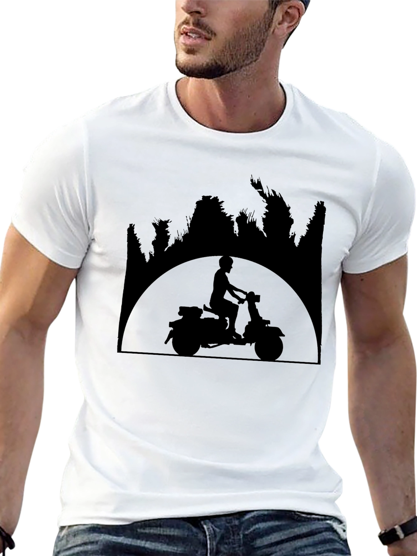 Retro Scooter Silhouette Black T-Shirt