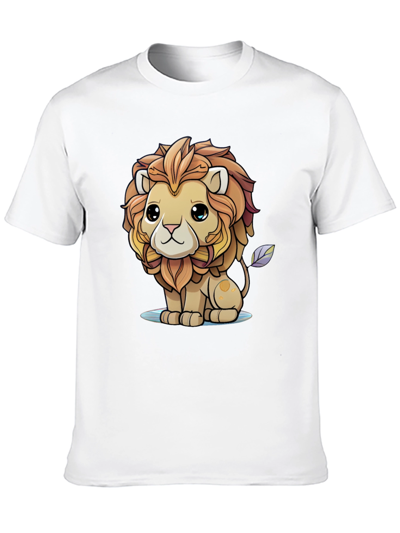 Cute Cartoon Lion Graphic Tee - Unisex Black T-Shirt