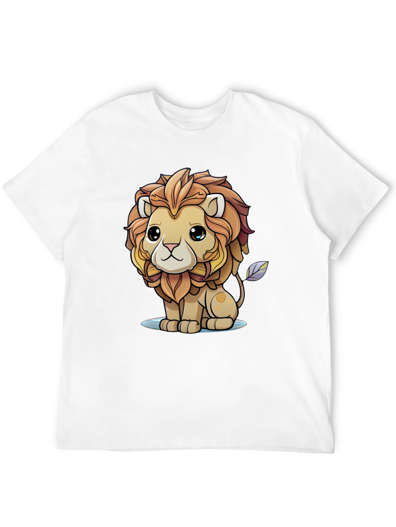 Cute Cartoon Lion Graphic Tee - Unisex Black T-Shirt