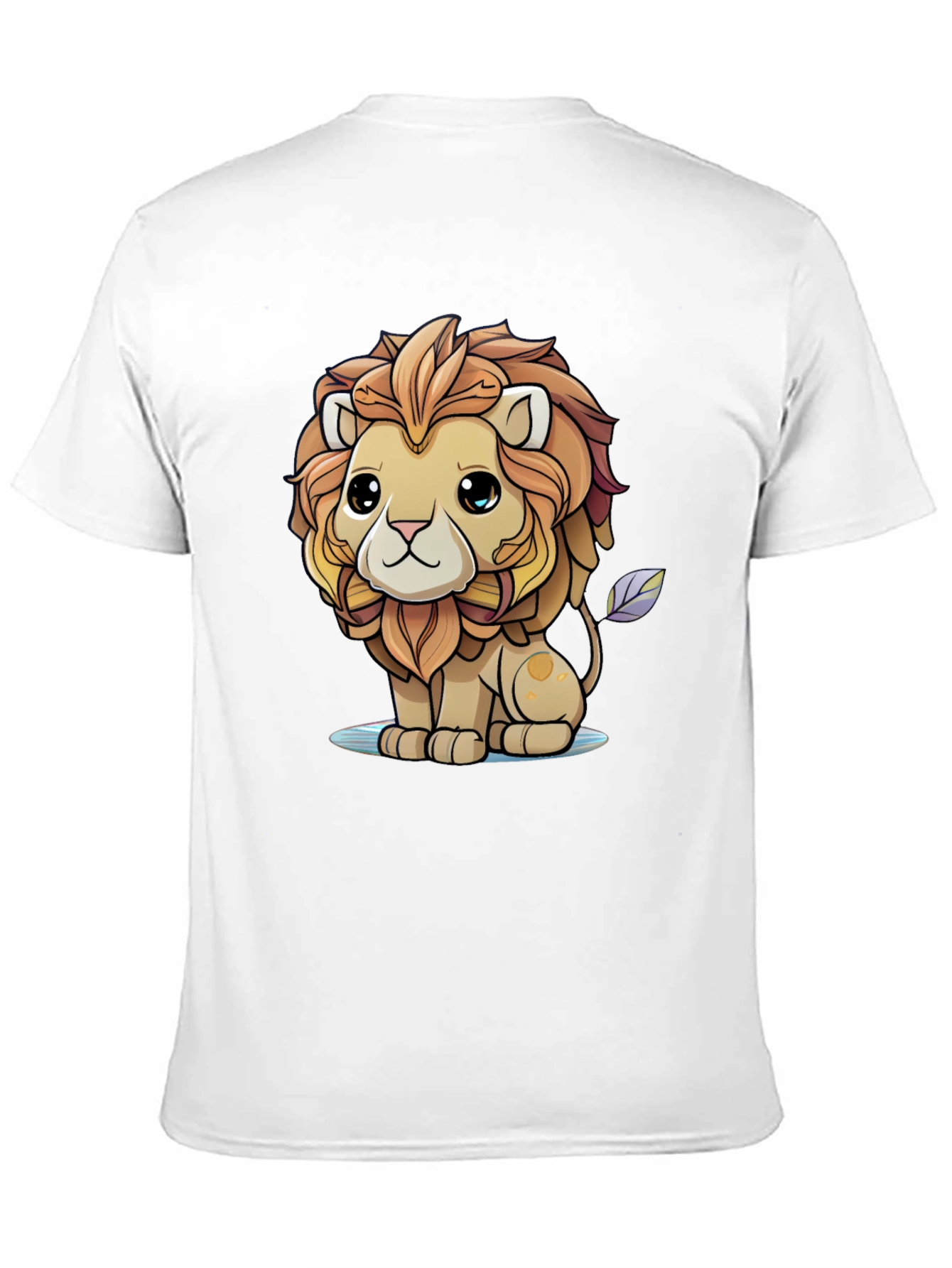 Cute Cartoon Lion Graphic Tee - Unisex Black T-Shirt