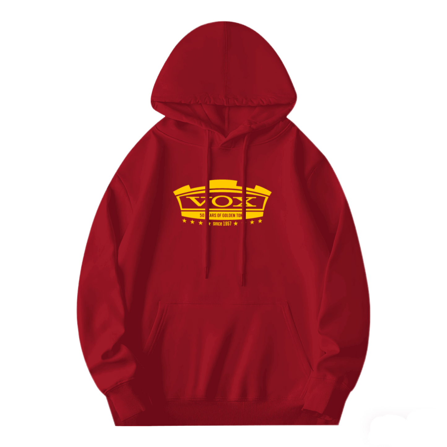 Retro VOX Since 1957 Golden Logo Hoodie, Soft Rock Music Lover Sweatshirt