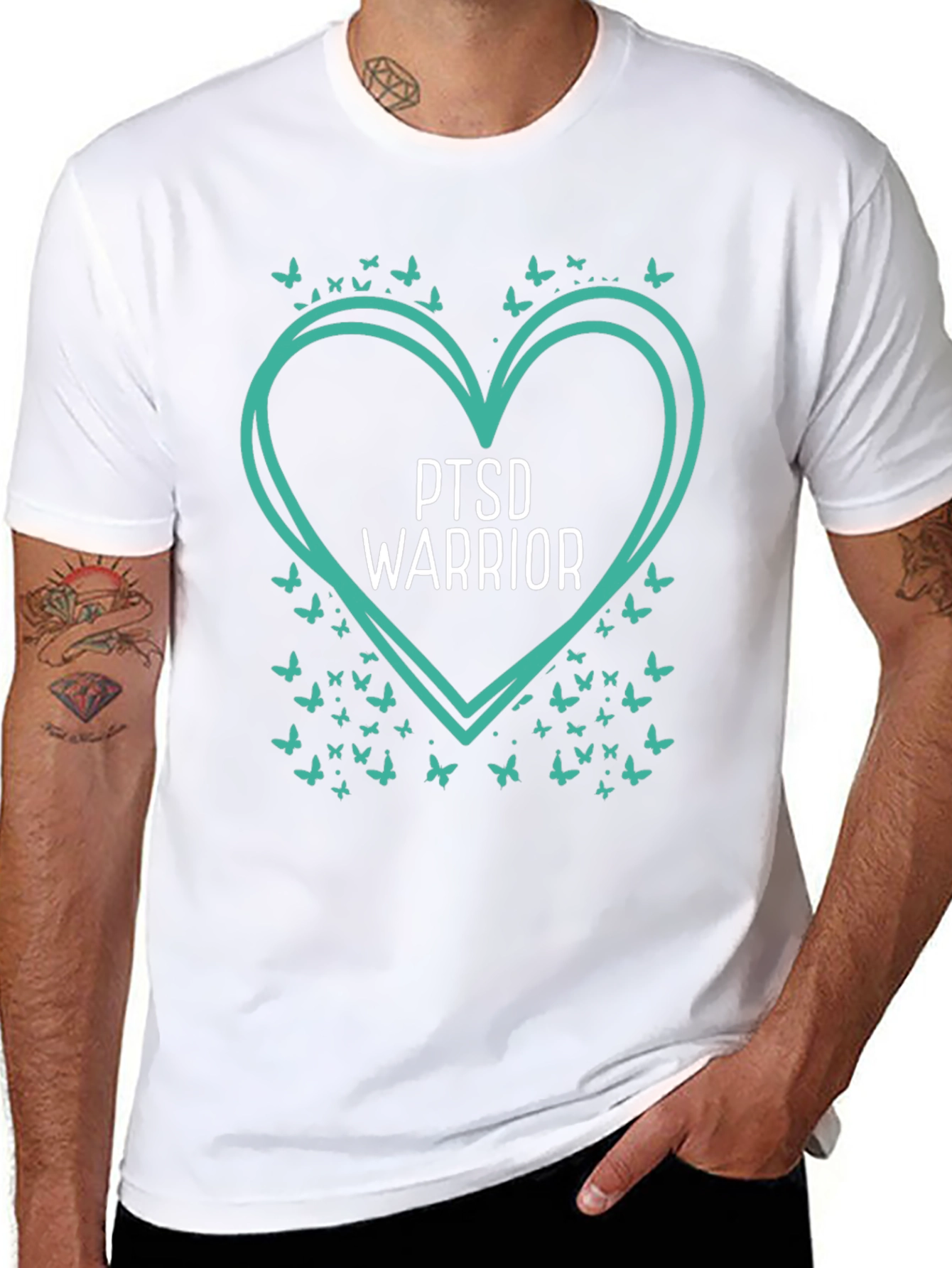 PTSD Warrior Heart Butterfly Graphic Tee