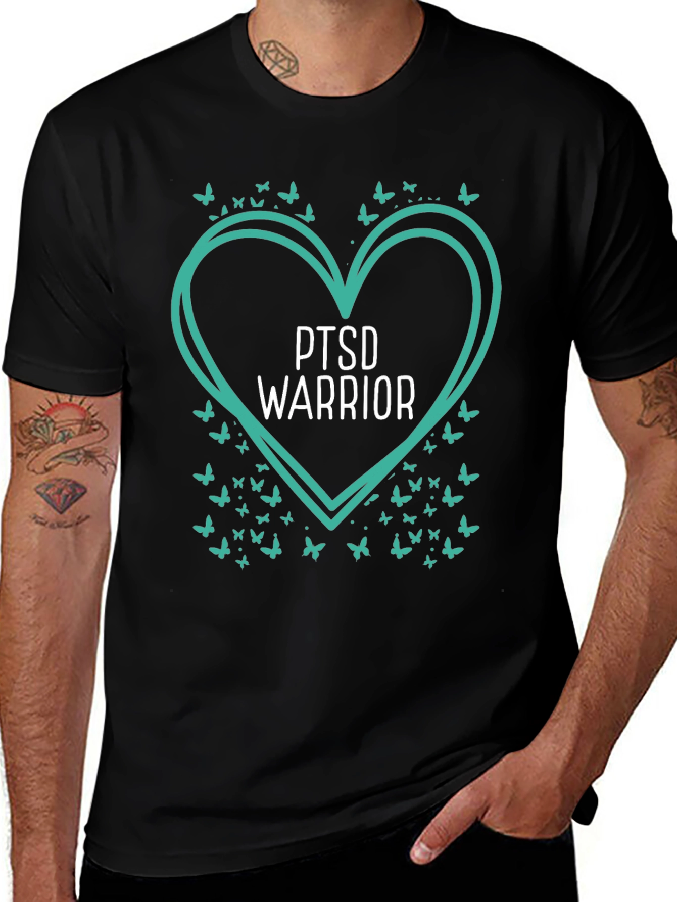 PTSD Warrior Heart Butterfly Graphic Tee