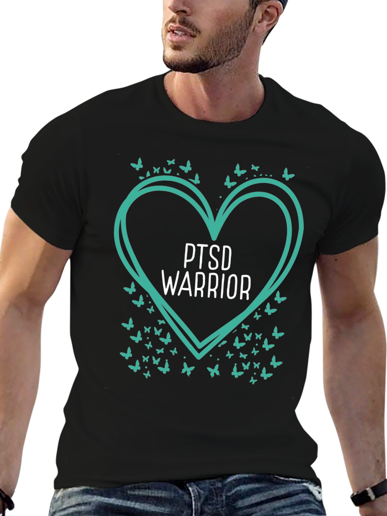PTSD Warrior Heart Butterfly Graphic Tee