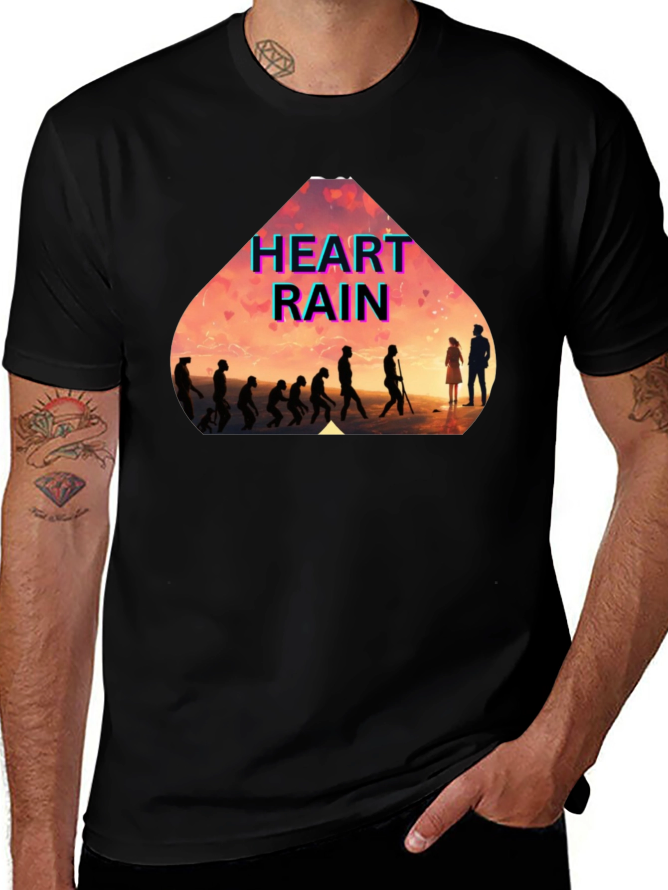 Heart Rain Evolution Black T-Shirt